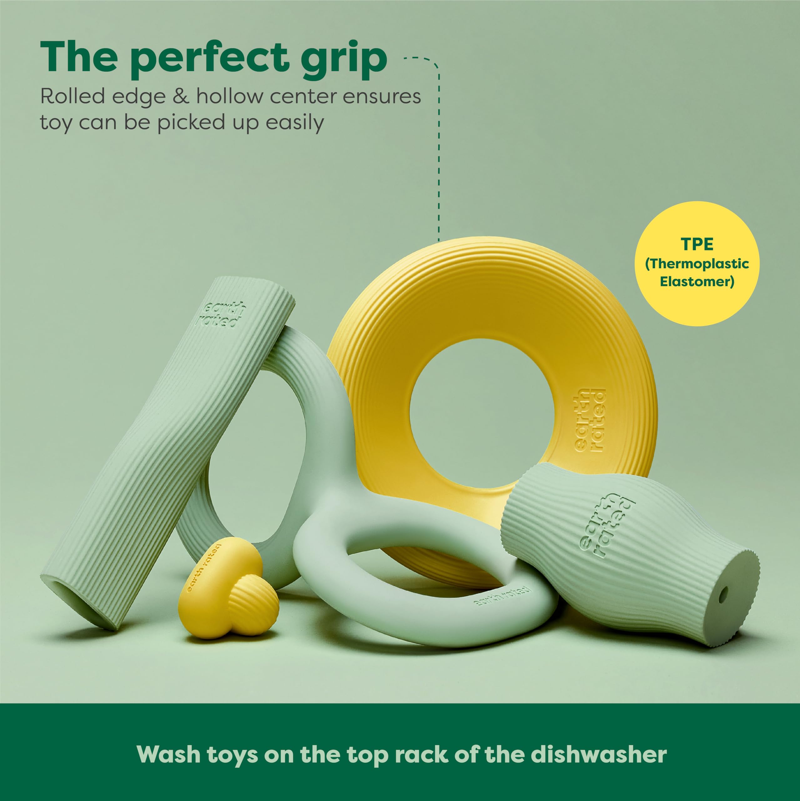 Earth Rated Flying Disc Dog Toy - Gentle TPE Grip, Floats | Small Size, Bright Yellow 5