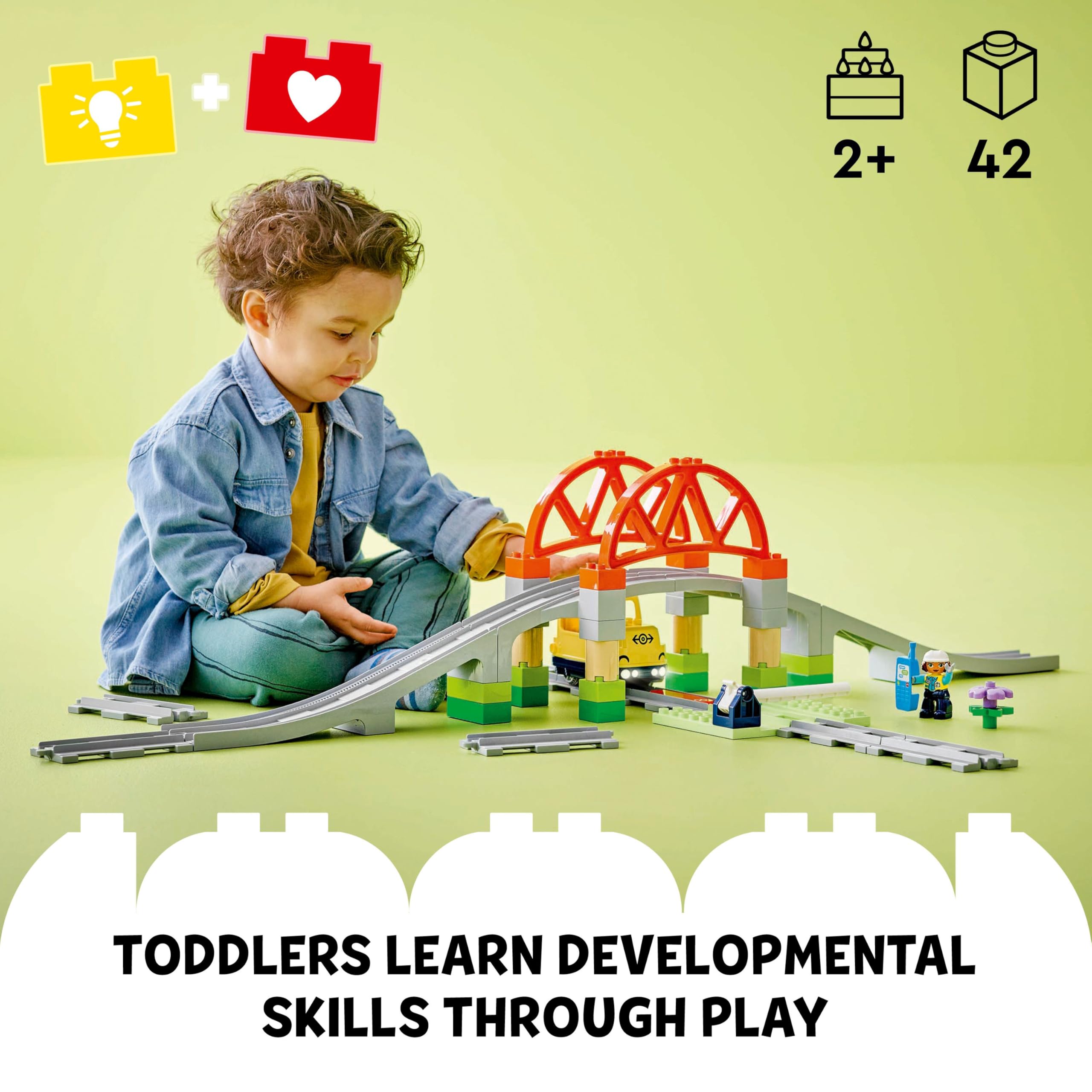 LEGO DUPLO Train Bridge and Tracks Expansion Set - Educational Building Toy for Toddlers 2+ 10