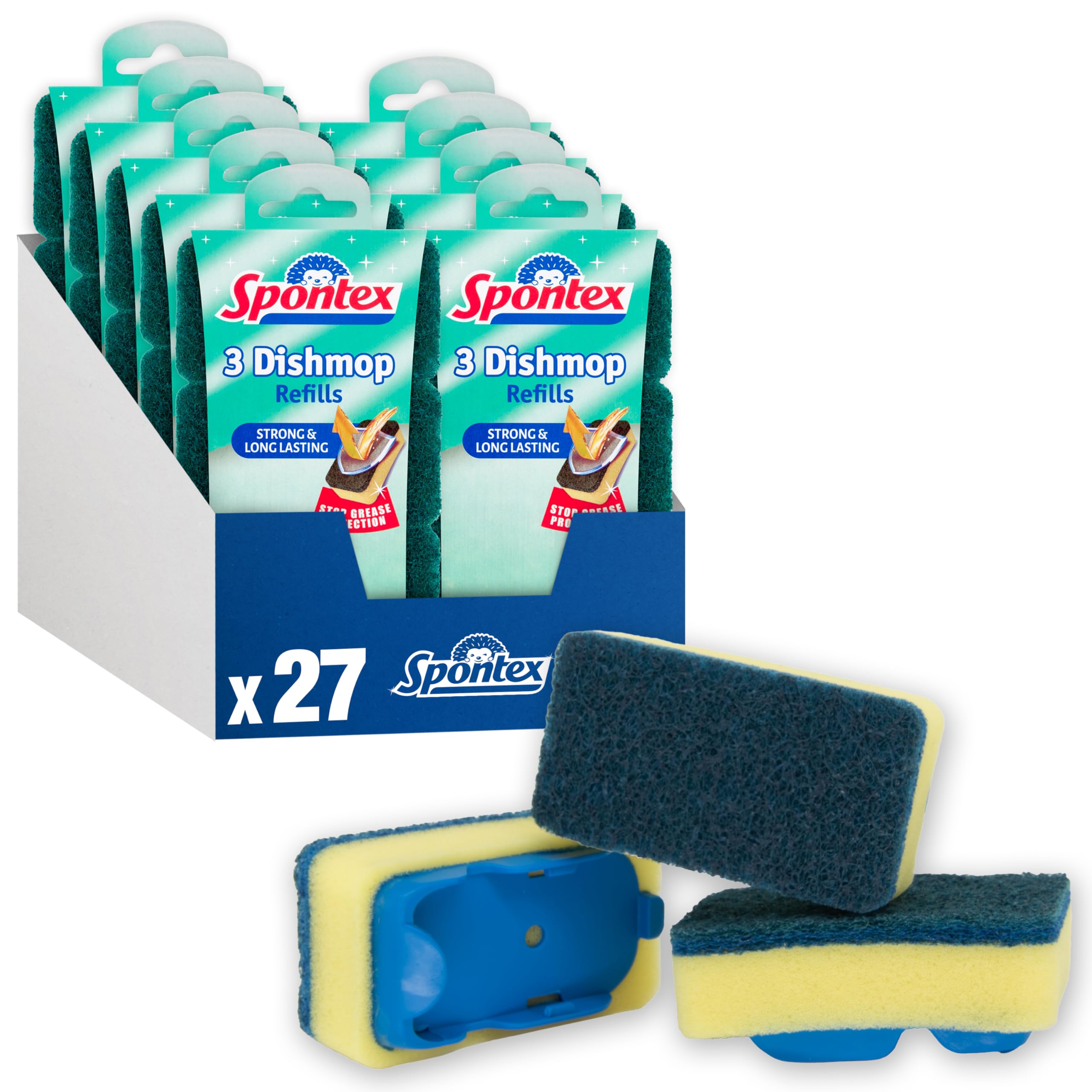 Spontex Dishmop Refills - 27 Multipurpose Replacement Sponge Heads | Anti-Grease Technology 1