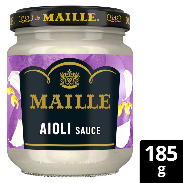 Maille Aioli Sauce with Garlic, Lemon Zest & Black Pepper - Dipping & Cooking Sauce