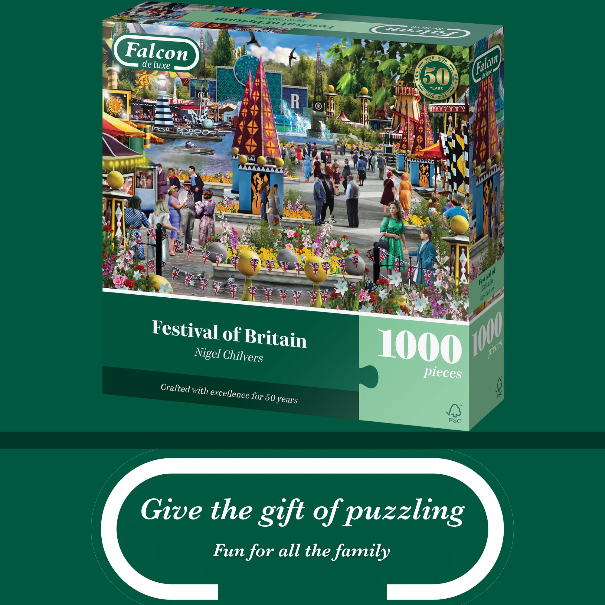 Falcon Festival of Britain Jigsaw Puzzle - 1000 Pieces | Recycled Cardboard | Adult Activity 7