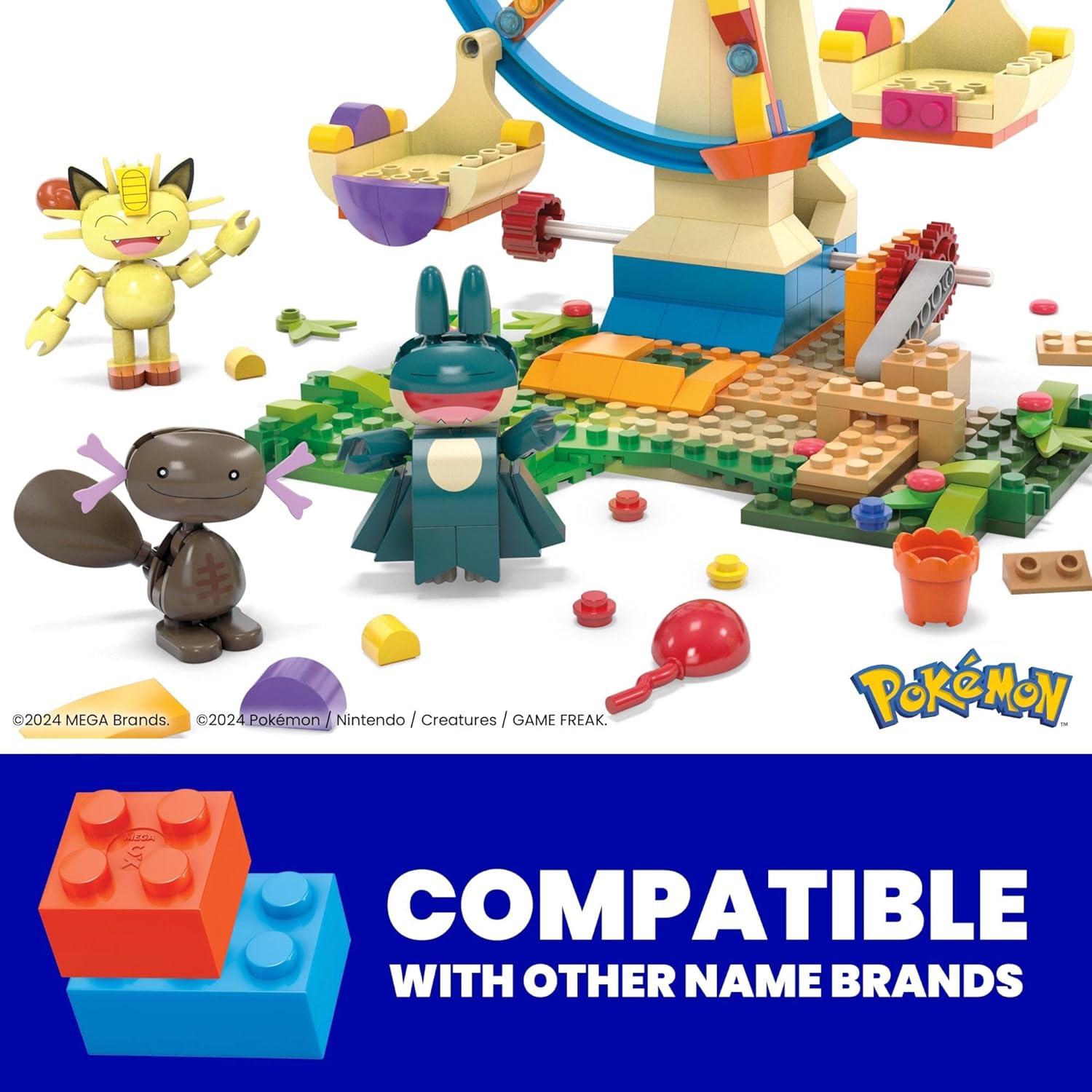 MEGA Pokémon Ferris Wheel Fun Building Set - 393 Pieces with Motion Brick & 4 Buildable Pokémon 4