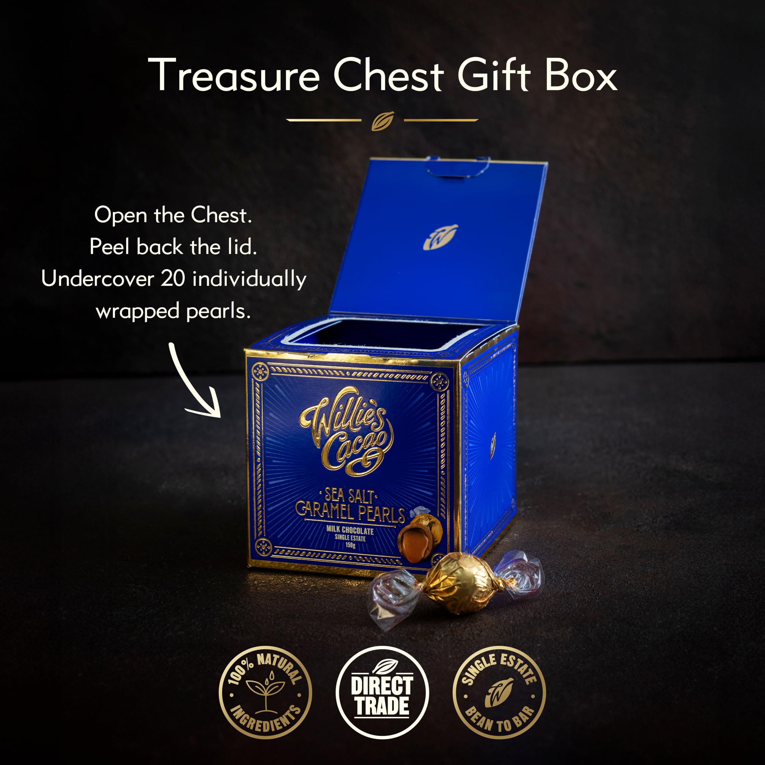 Willie's Cacao - Milk Chocolate Salted Caramel Pearls 150g – Gift Box of 20 Individually Wrapped Artisan Chocolates 4