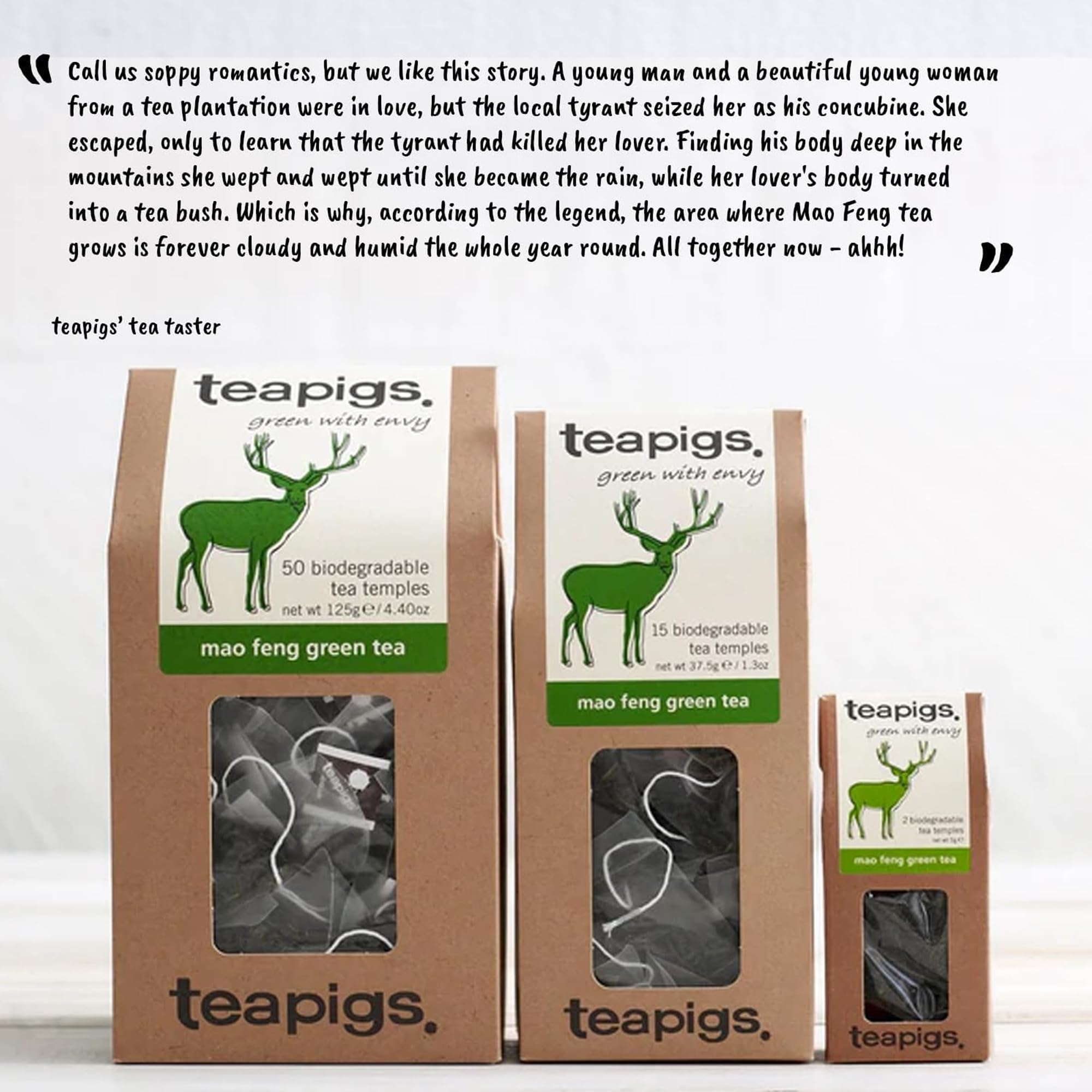 teapigs Mao Feng Green Tea - Pure Whole Leaf Green Tea Bags, Fresh Peachy Flavor, 80°C Brew 8