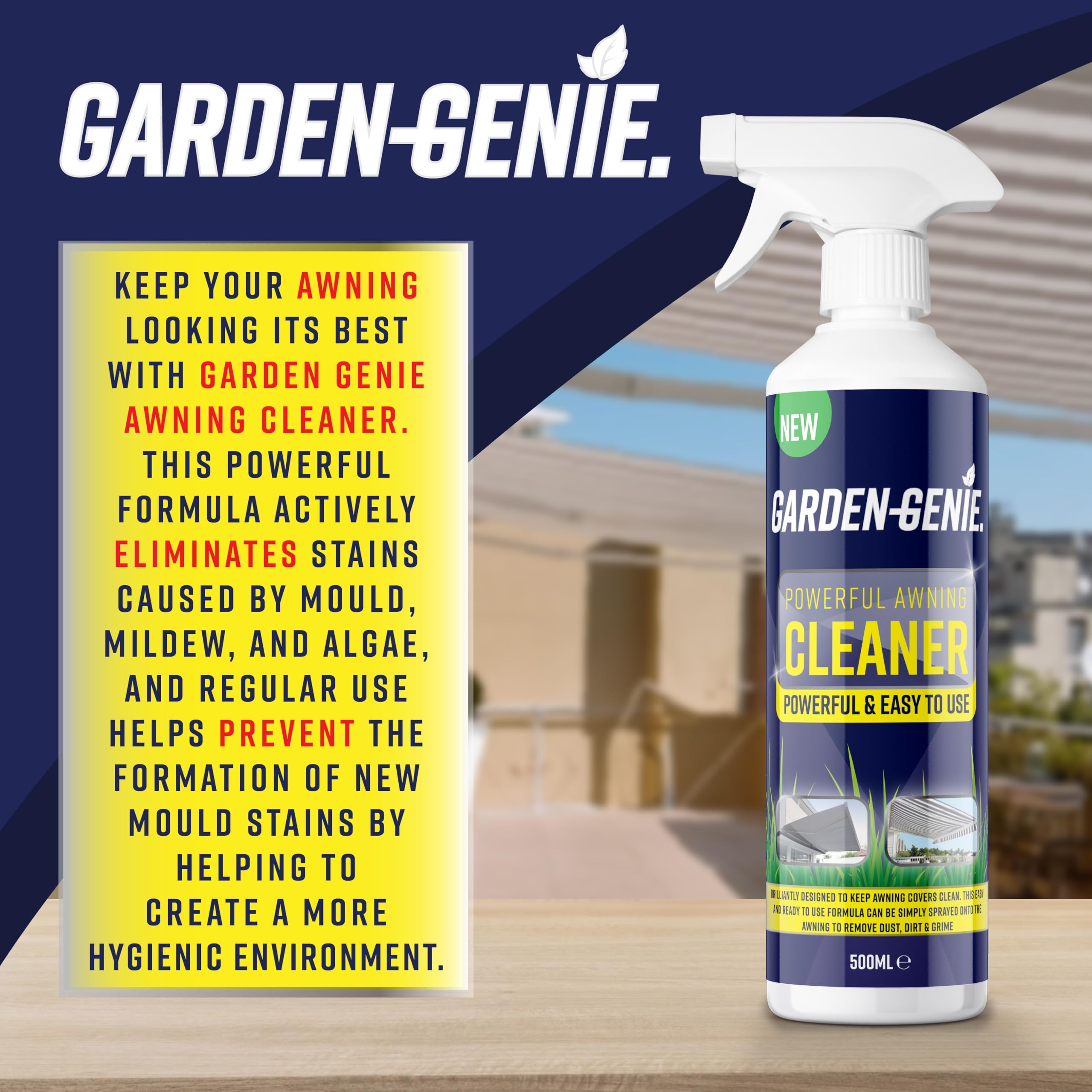Garden Genie Awning Cleaner - Eliminates Mould & Mildew | 500 ml Liquid 2