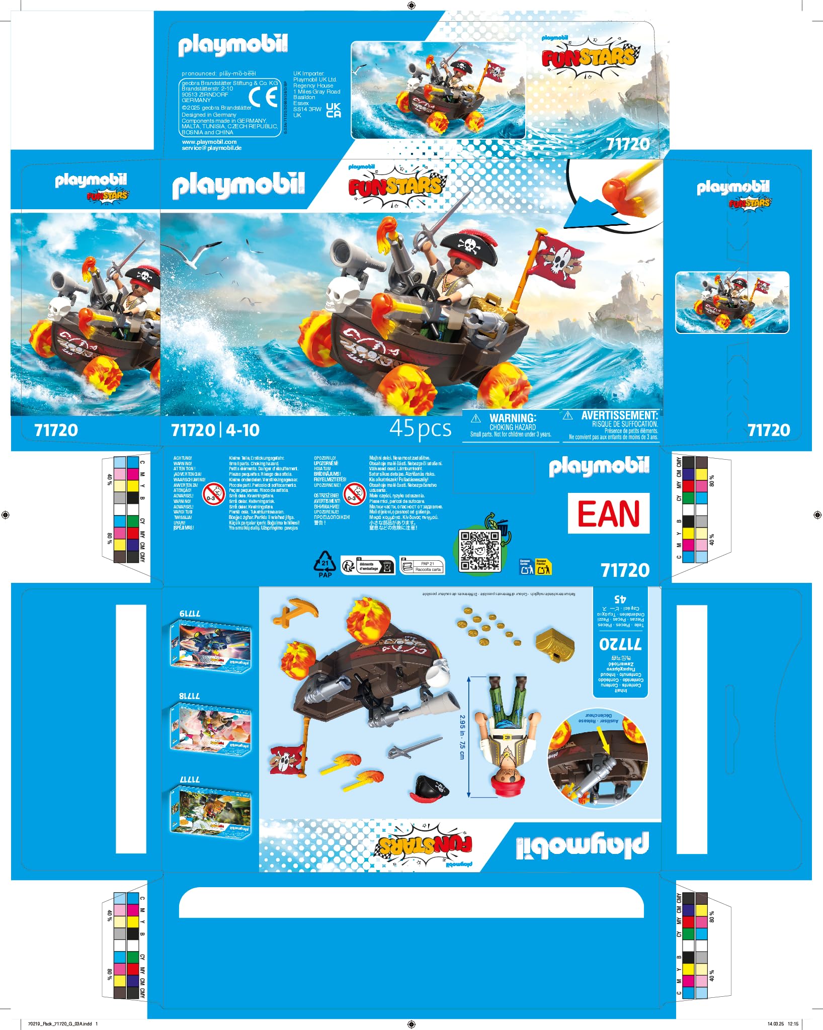 Playmobil Funstars Racing Pirate Boat - Action-Packed Pirate Playset for Kids4+ 14