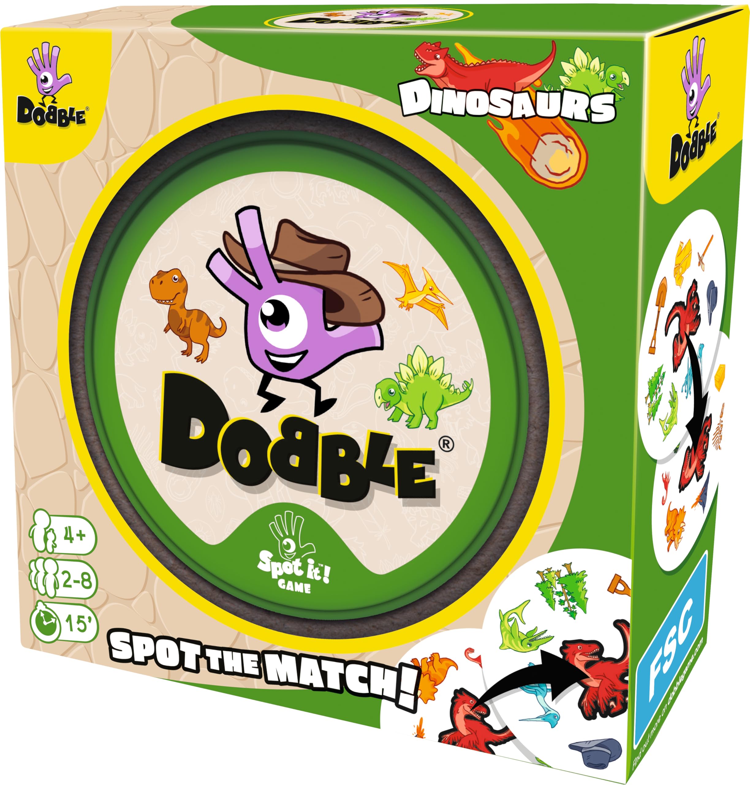 Asmodee Dobble Dinosaurs Family Card Game | Ages 4+ | 2-8 Players