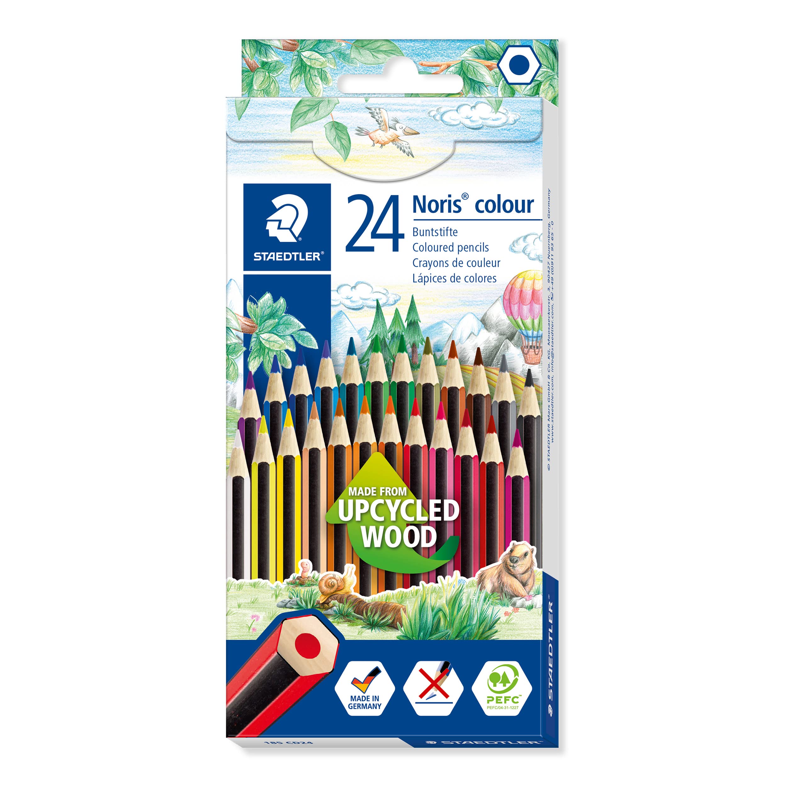 STAEDTLER Coloured Pencils - Noris Colour - Hexagonal - 24 Assorted Colours - Pack of 24-185 CD24 1