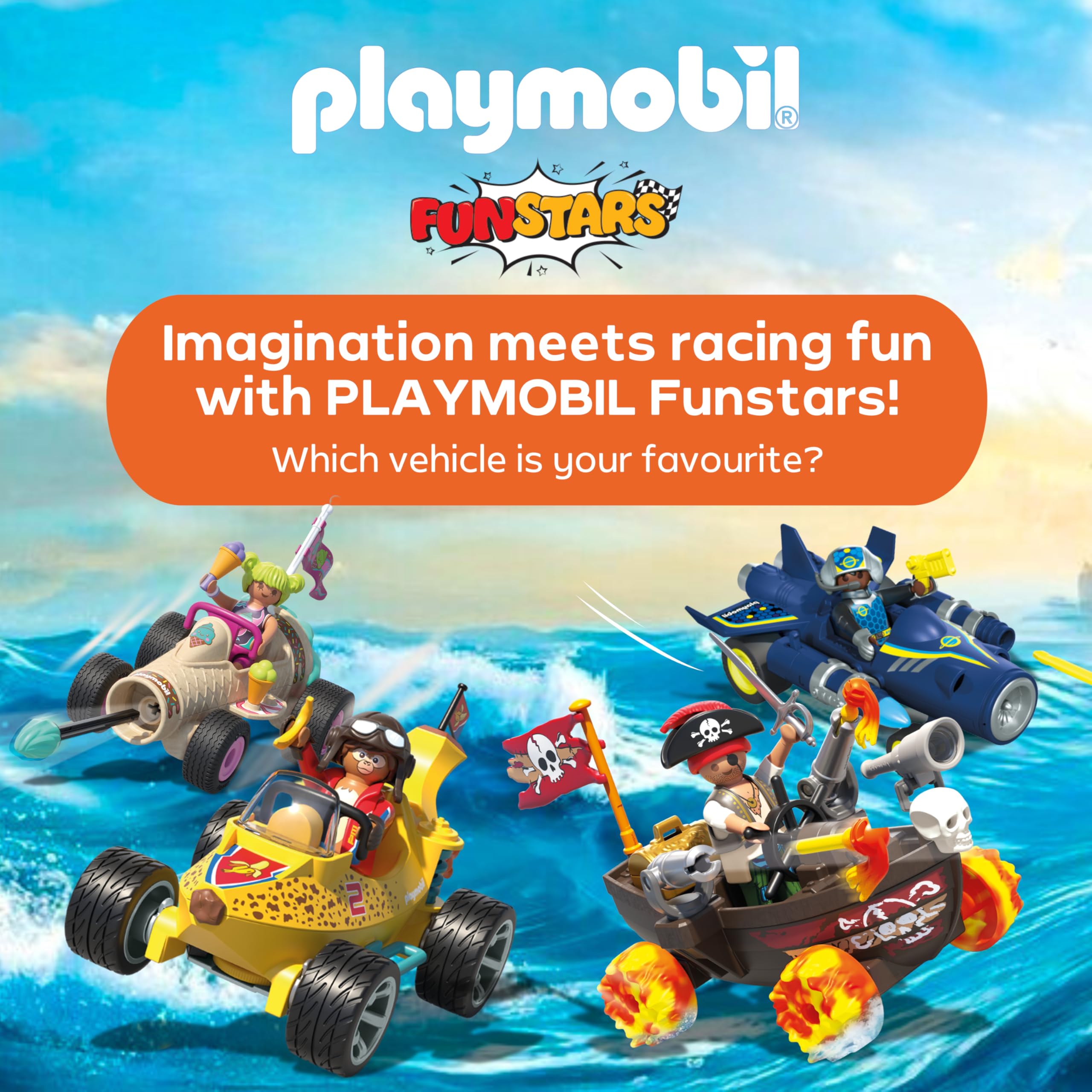 Playmobil Funstars Racing Pirate Boat - Action-Packed Pirate Playset for Kids4+ 4