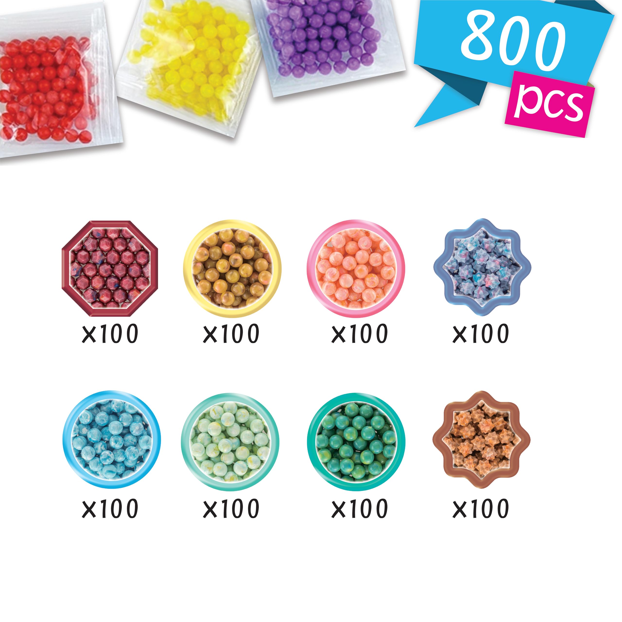 Aquabeads Watercolour Bead Pack Refill Set - 800 Beads, Mixed Colours (35089) 4