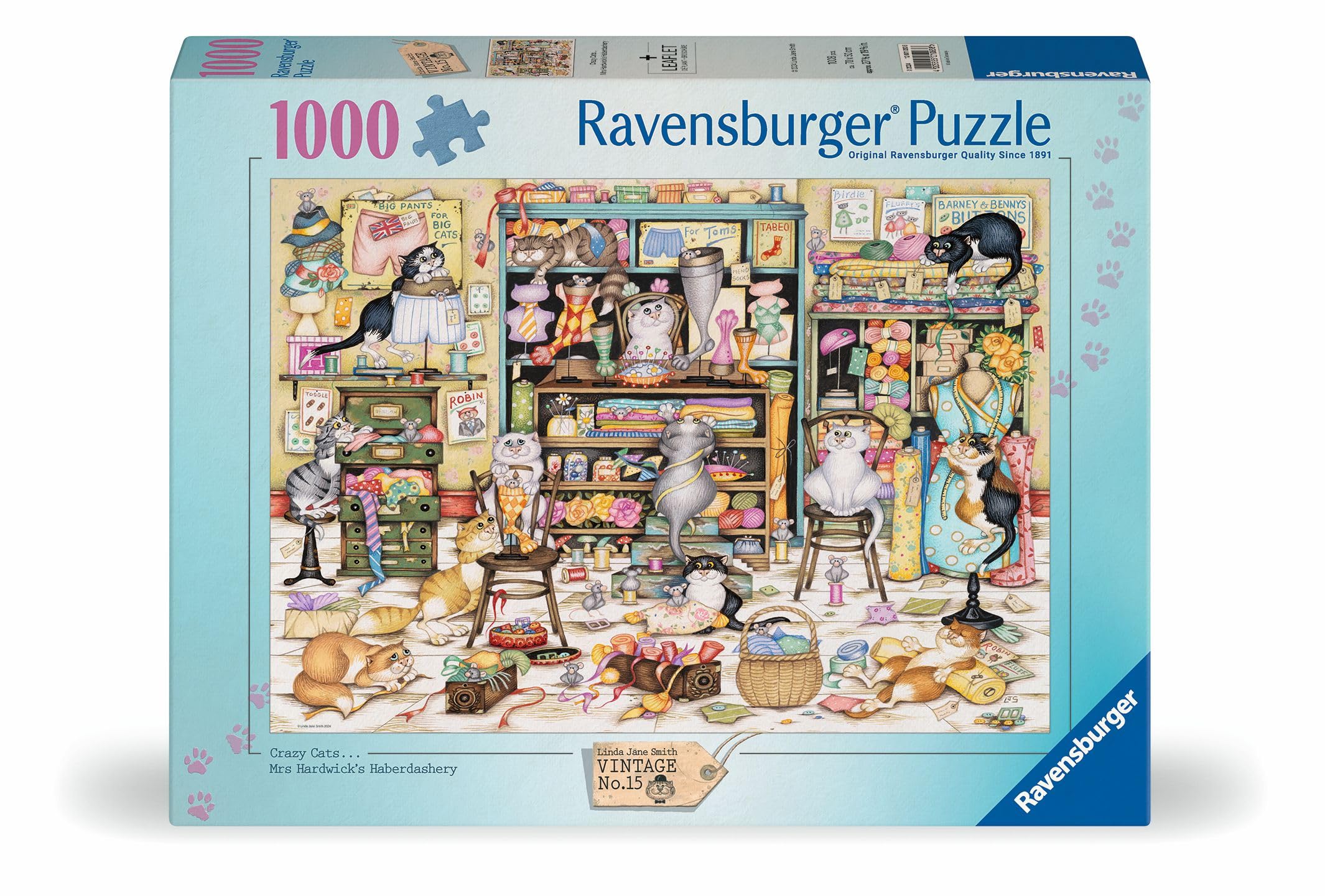 Ravensburger Crazy Cats Mrs Hardwick's Haberdashery Jigsaw Puzzle - 1000 Pieces | 70x50cm 4