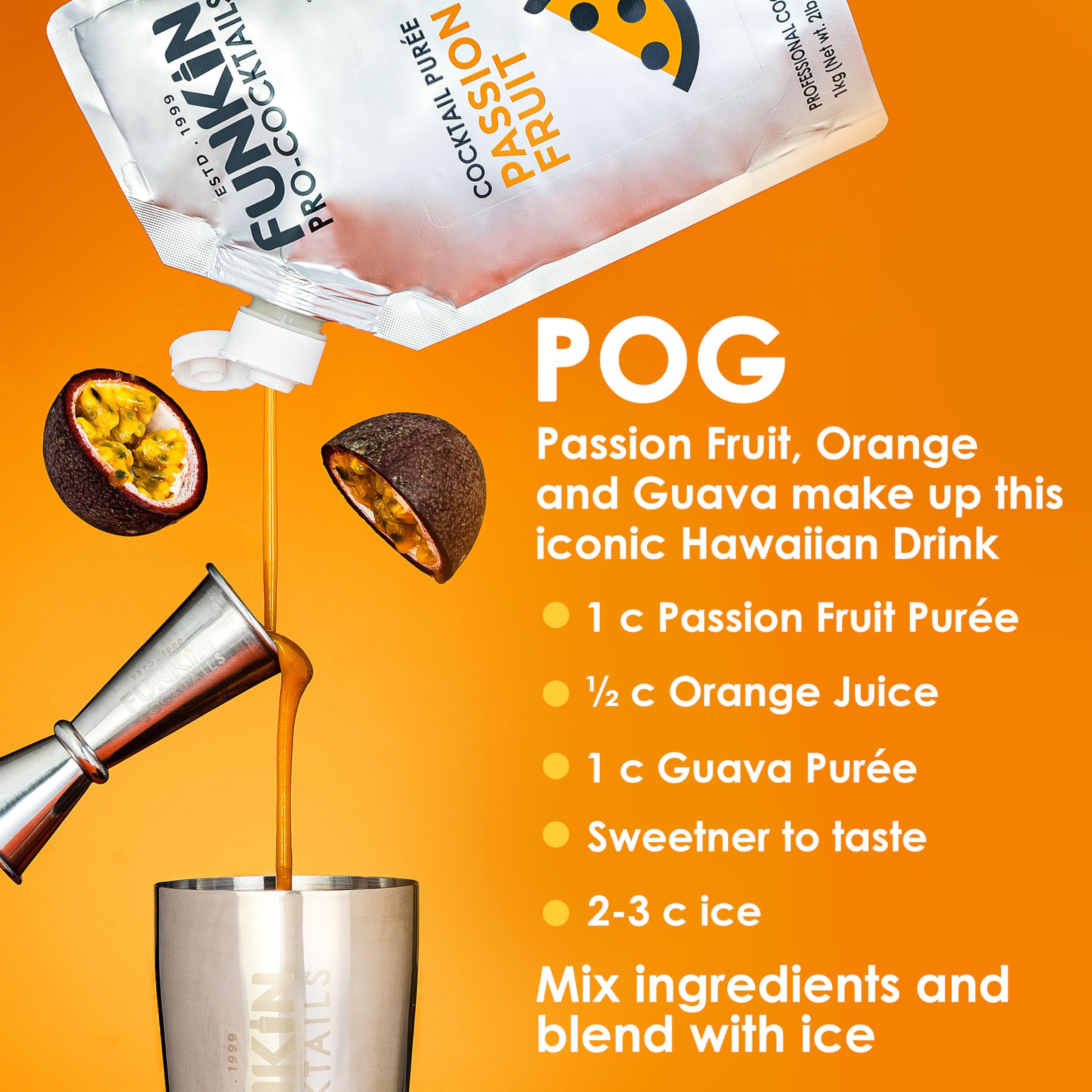 Funkin Passion Fruit Puree Cocktail Mixer 1kg | Made with Real Passionfruit | Natural Ingredients 7