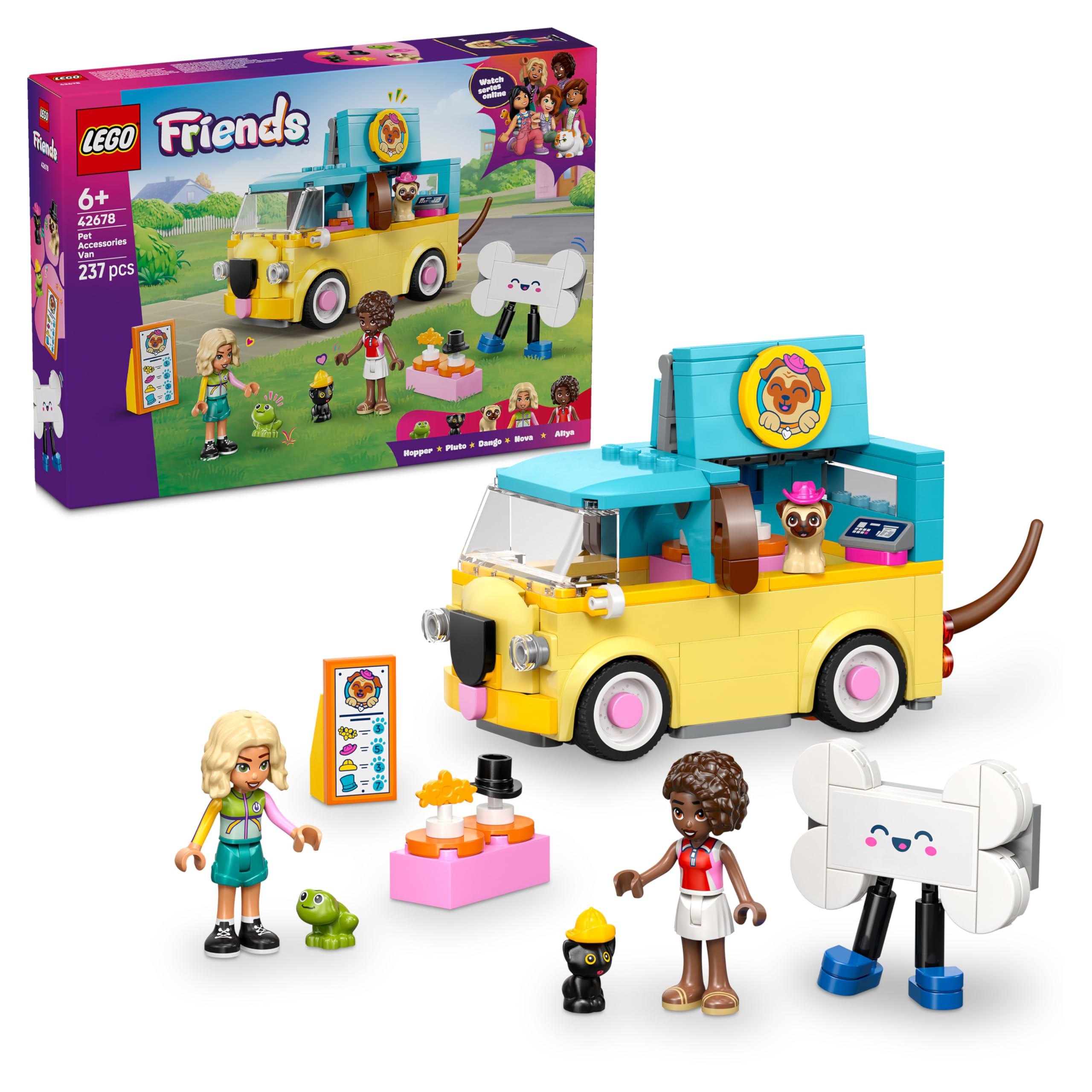 LEGO Friends Pet Accessories Van 42678 - Pug-Themed Toy Playset w/ 2 Mini Dolls & 3 Animals | Ages 6+