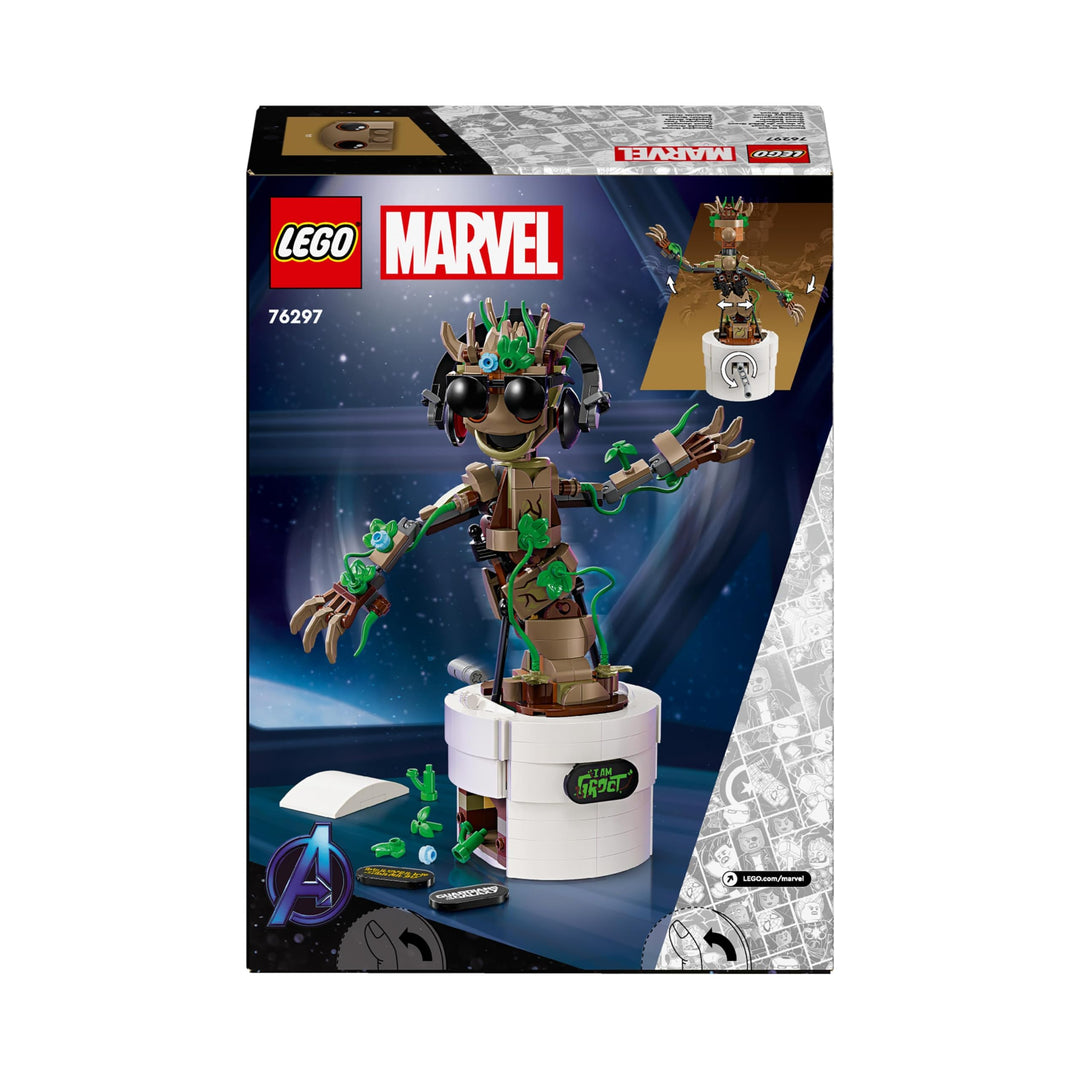 LEGO Marvel Dancing Groot Buildable Action Figure - Interactive Posable Toy with Handle-Activated Dance Function