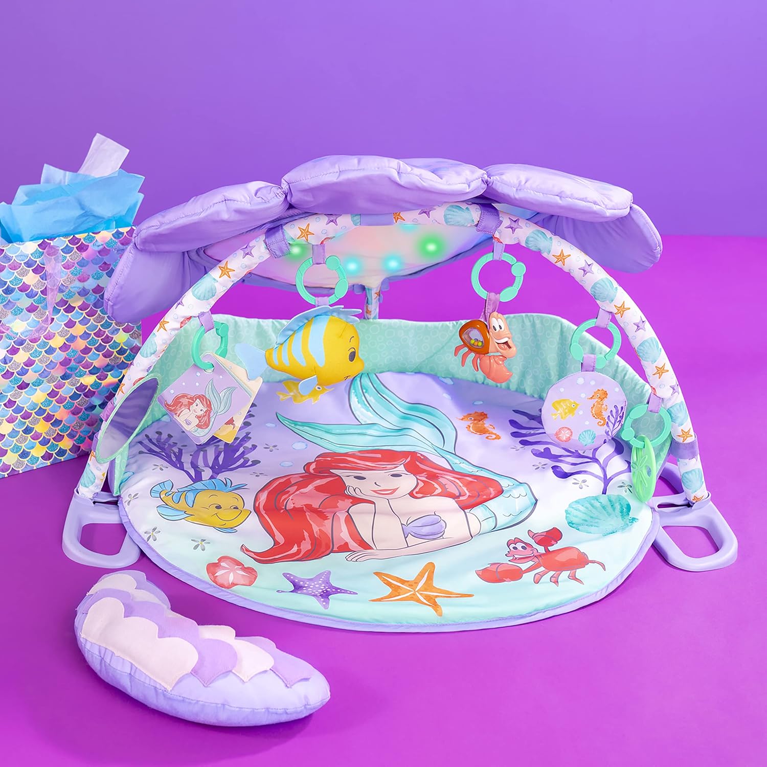 Bright Starts Disney Baby The Little Mermaid Twinkle Trove Light-Up Musical Gym 7