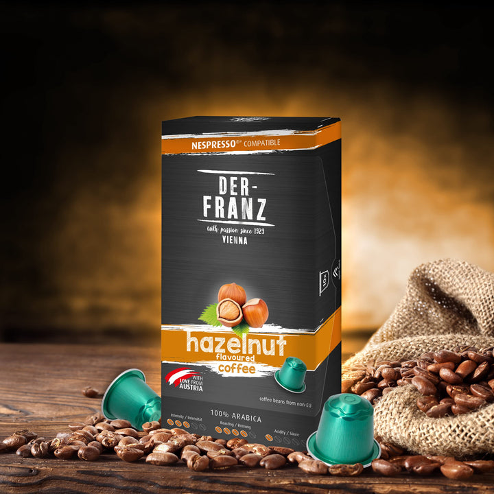 Der-Franz Nespresso Compatible Coffee Capsules - Hazelnut Aroma, 10 Capsules