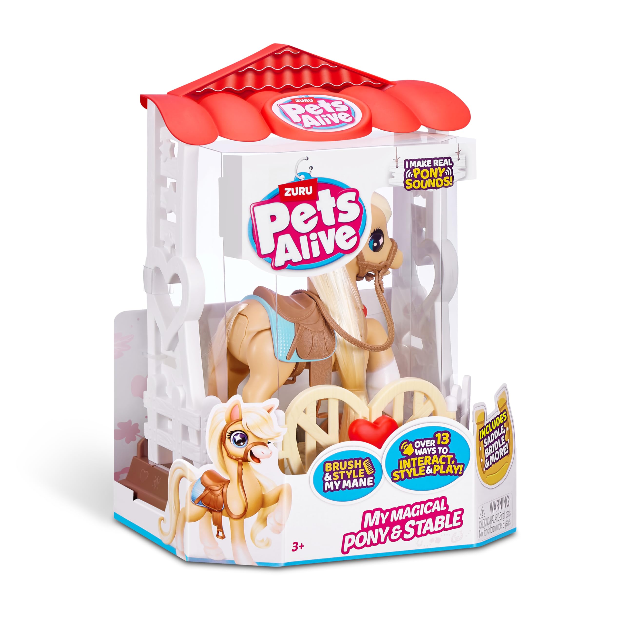 Pets Alive My Magical Pony Interactive Robotic Toy | 13 Ways to Play | Includes Stable, Brush, Apple 3