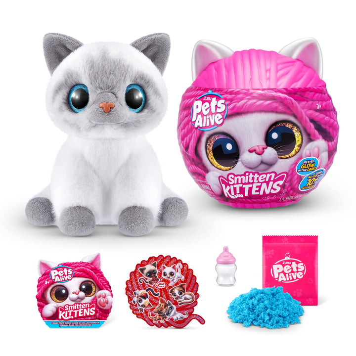 Pets Alive Smitten Kitten - Bonnie, Interactive Electronic Plush Toy with 10 Real Kitten Sounds, Ages 3+