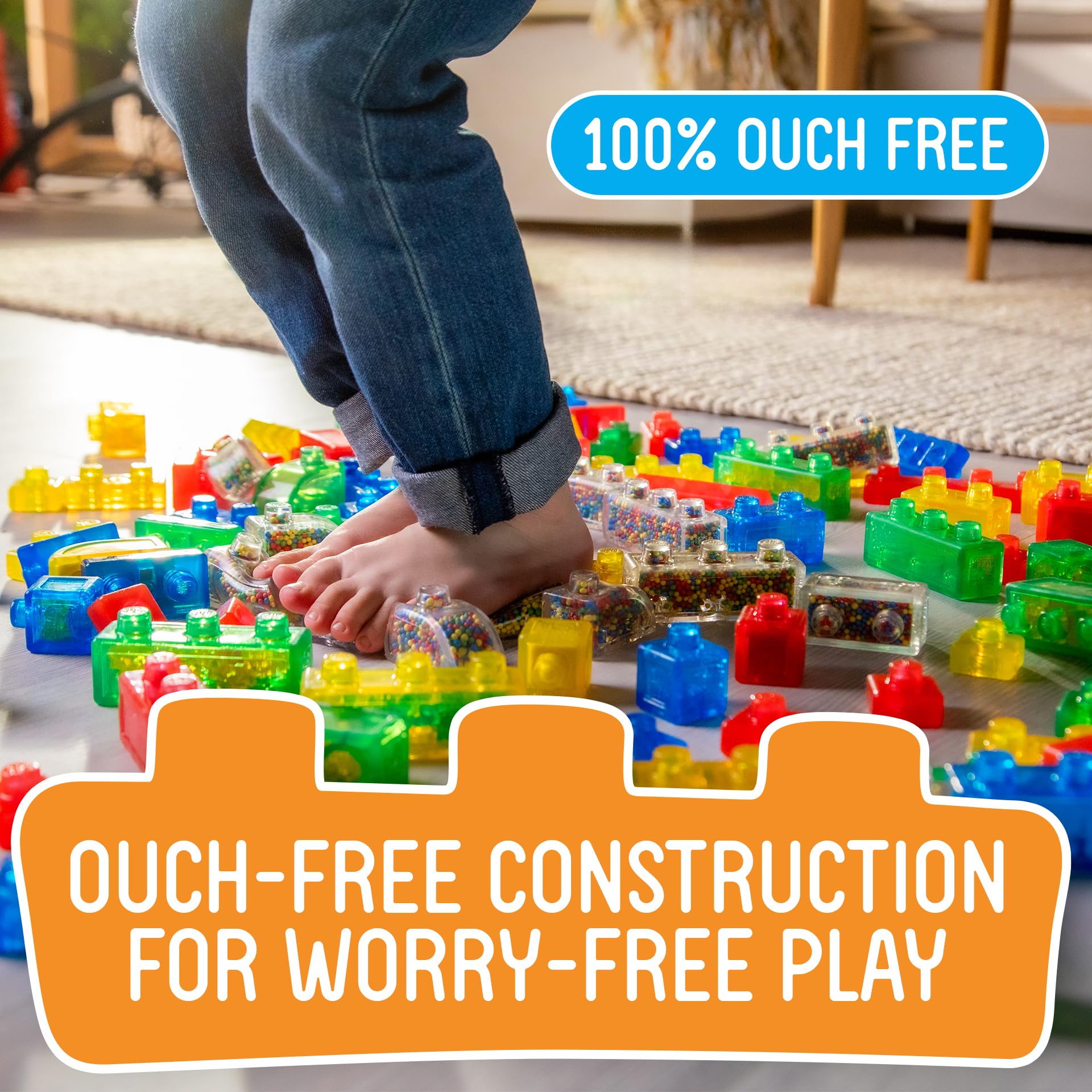 Jelly Blox 2-in-1 Storage Kit - 30 Squishy Toddler & Preschool Building Blocks | Ages 2+ 4
