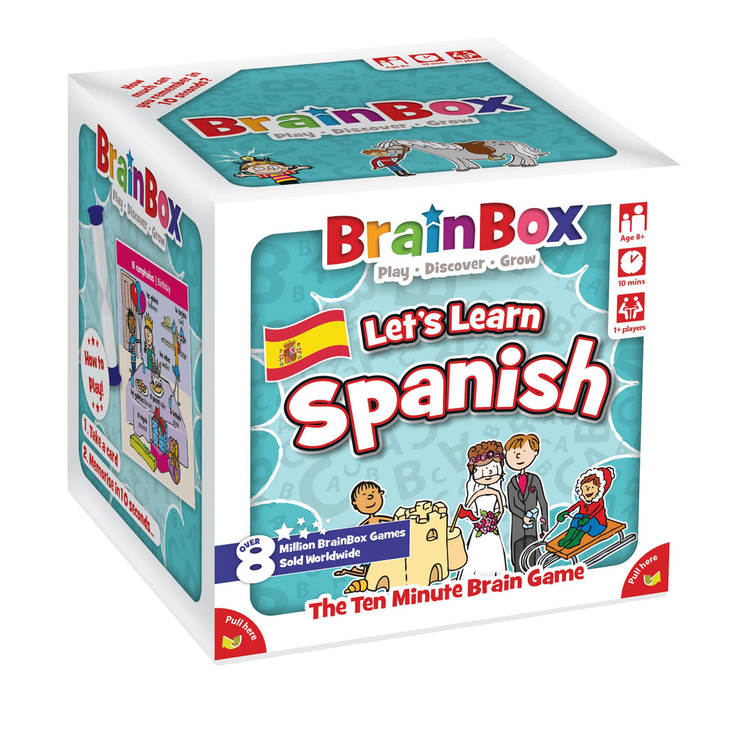 Brainbox Let's Learn Spanish Card Game for Ages 8+ | 1+ Players | 10 Minute Play