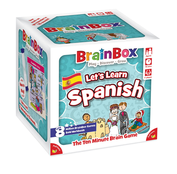 Brainbox Let's Learn Spanish Card Game for Ages 8+ | 1+ Players | 10 Minute Play