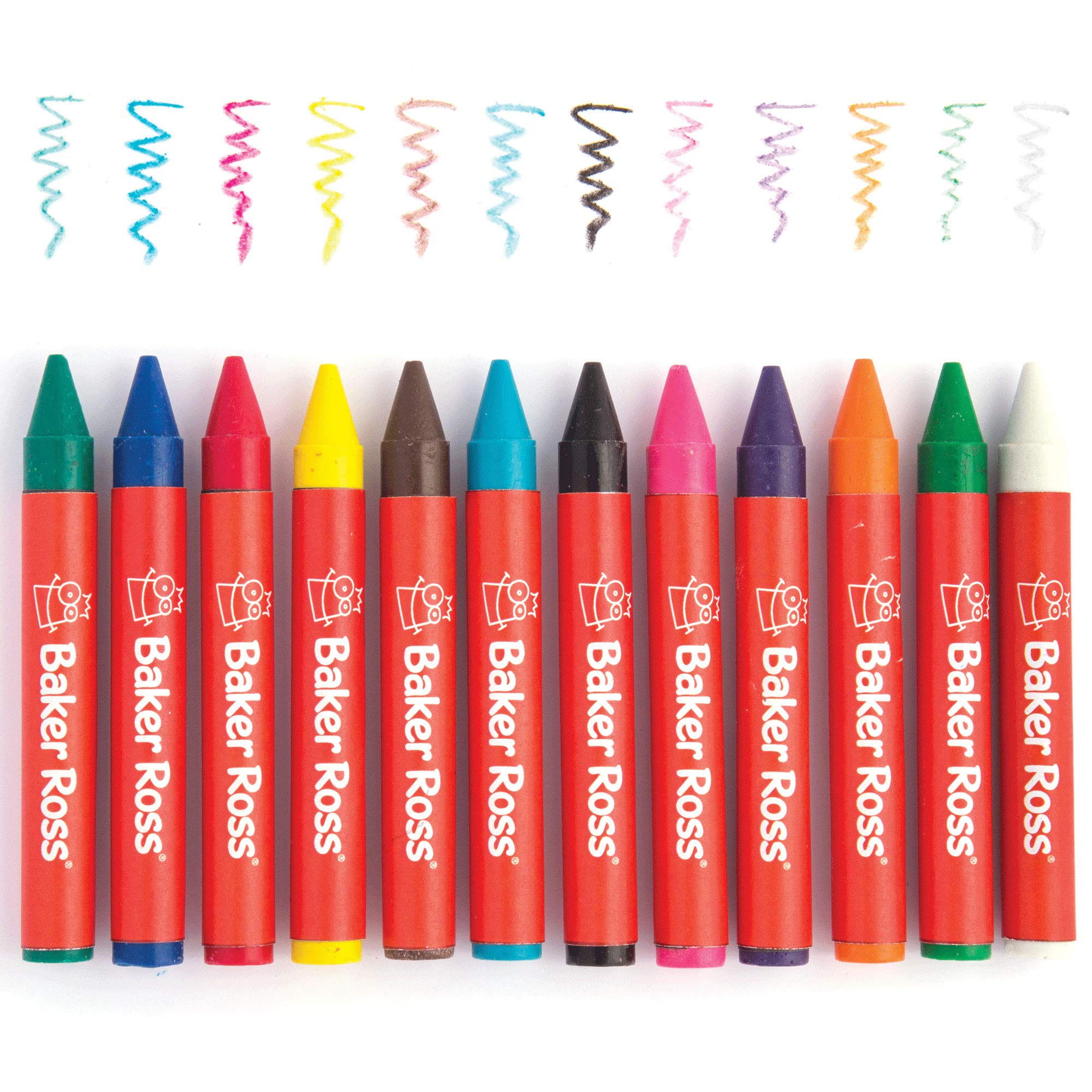 Baker Ross Chunky Wax Crayons for Kids - 3 Boxes of 12 Count (36 Total) | Smooth Application