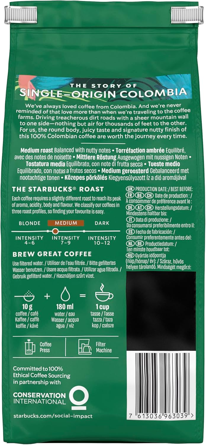 STARBUCKS Single-Origin Colombia Medium Roast Ground Coffee 200g (Pack of 6) 7