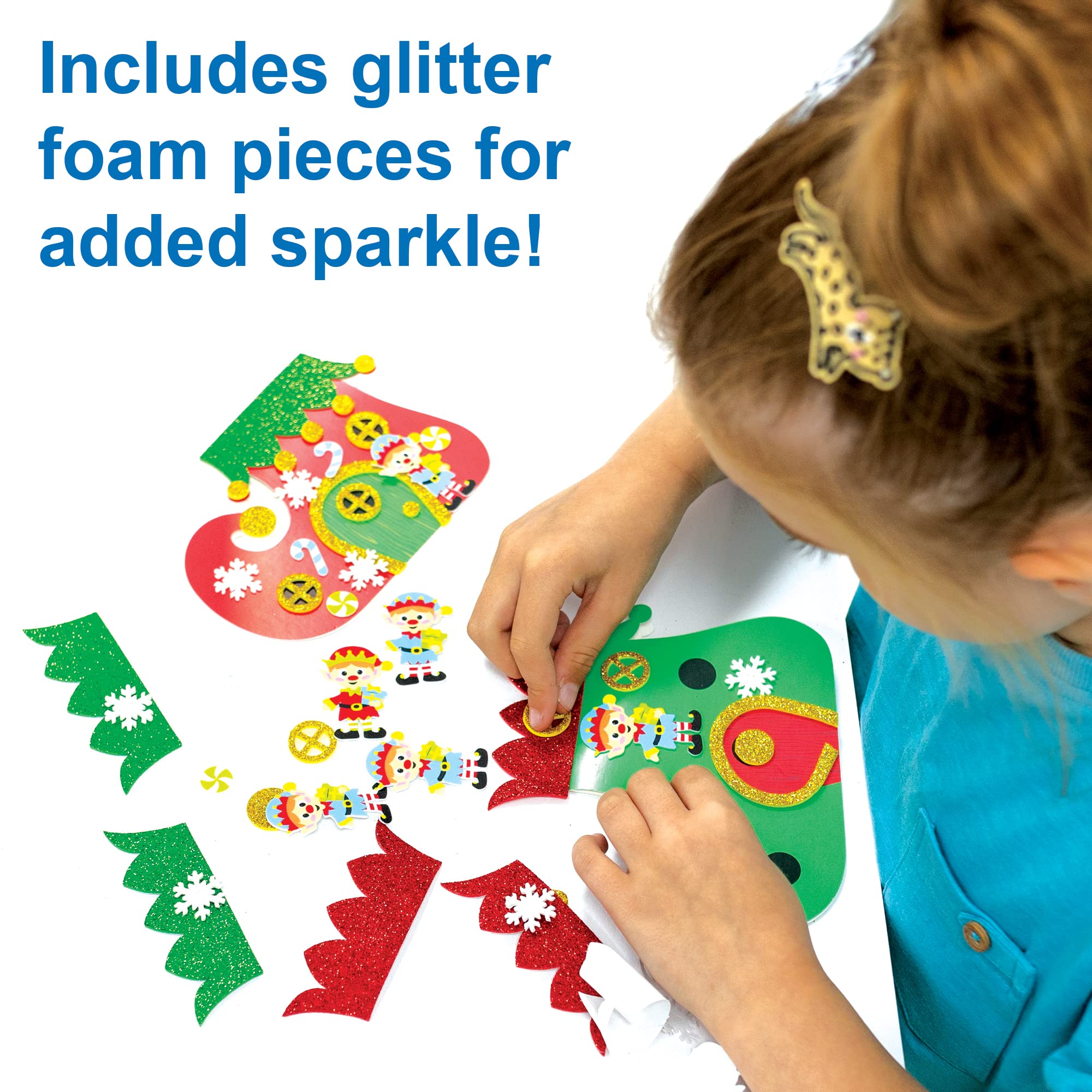 Baker Ross FE968 Christmas Elf Boot Card Kits - Pack of 6 Craft Kits for Kids 12