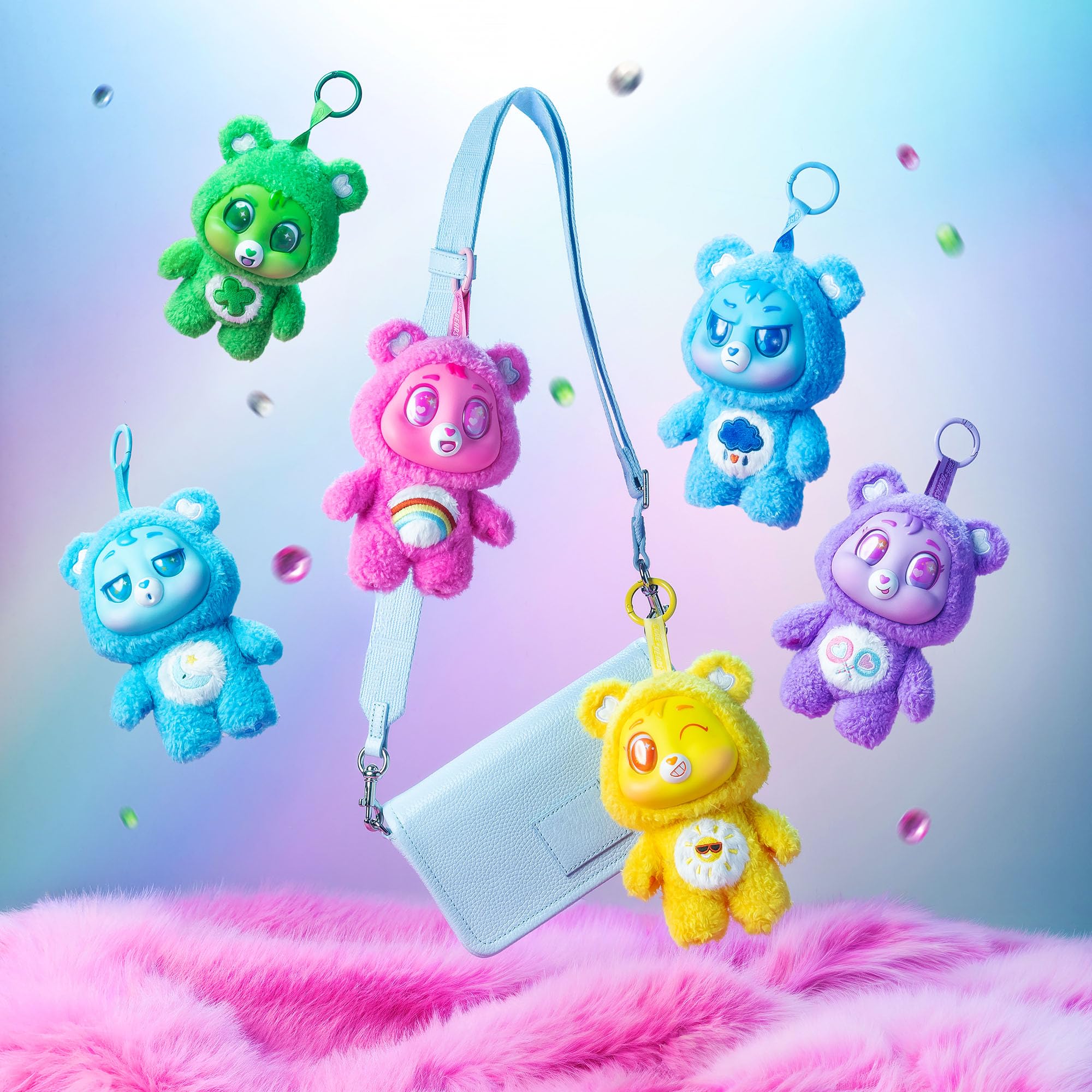 Basic Fun Care Bears Caring Cuties 15cm Plush Clip-On Soft Toy Surprise Collectible