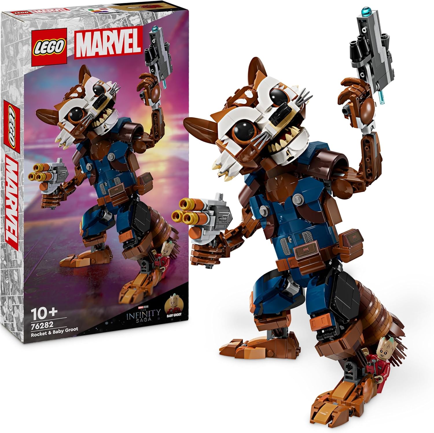 LEGO Marvel Rocket & Baby Groot Buildable Action Figure Toy Set - 10+ 1