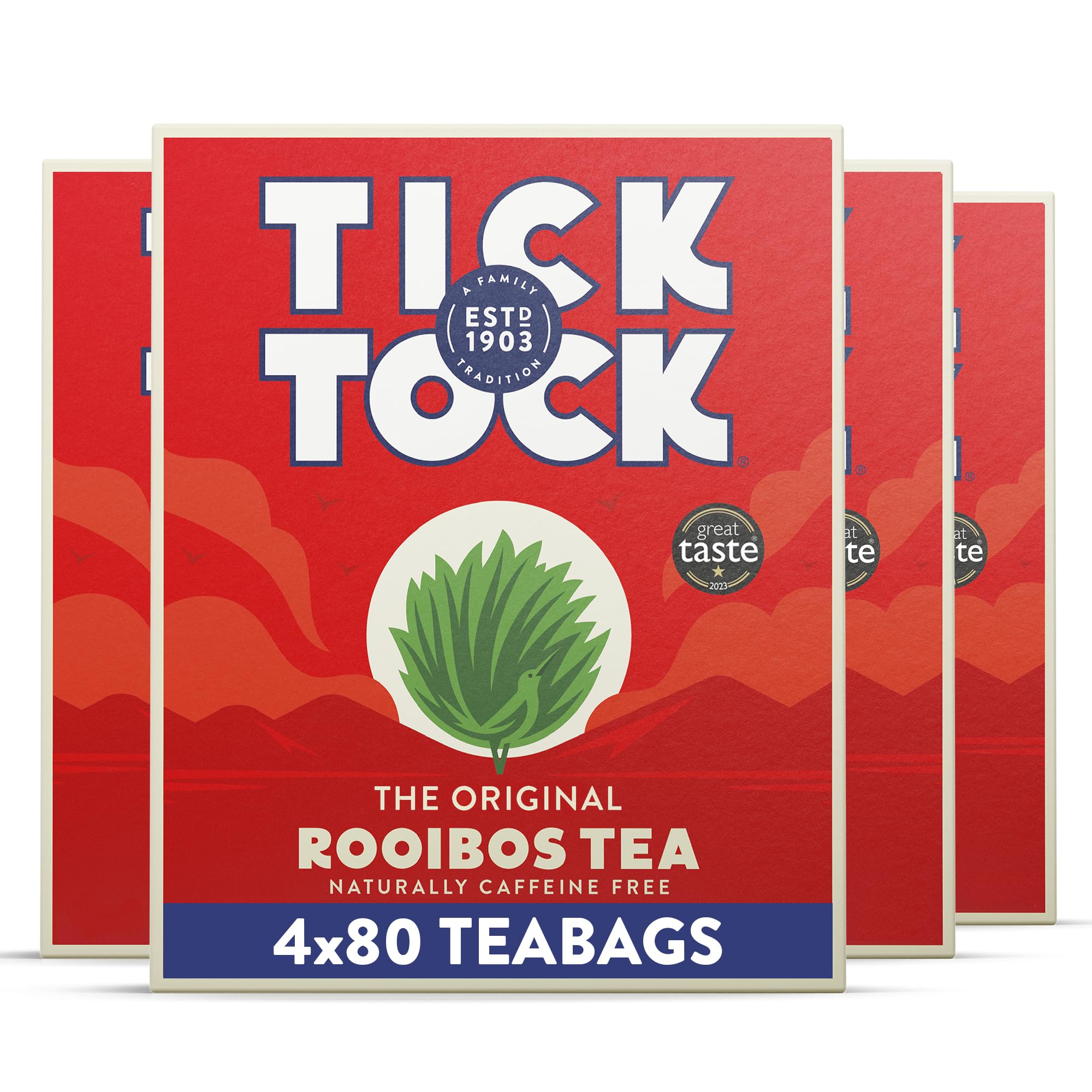 Tick Tock Rooibos Tea - Caffeine-Free, Rich Flavour | 320 Teabags (4 x 80 Count) 1