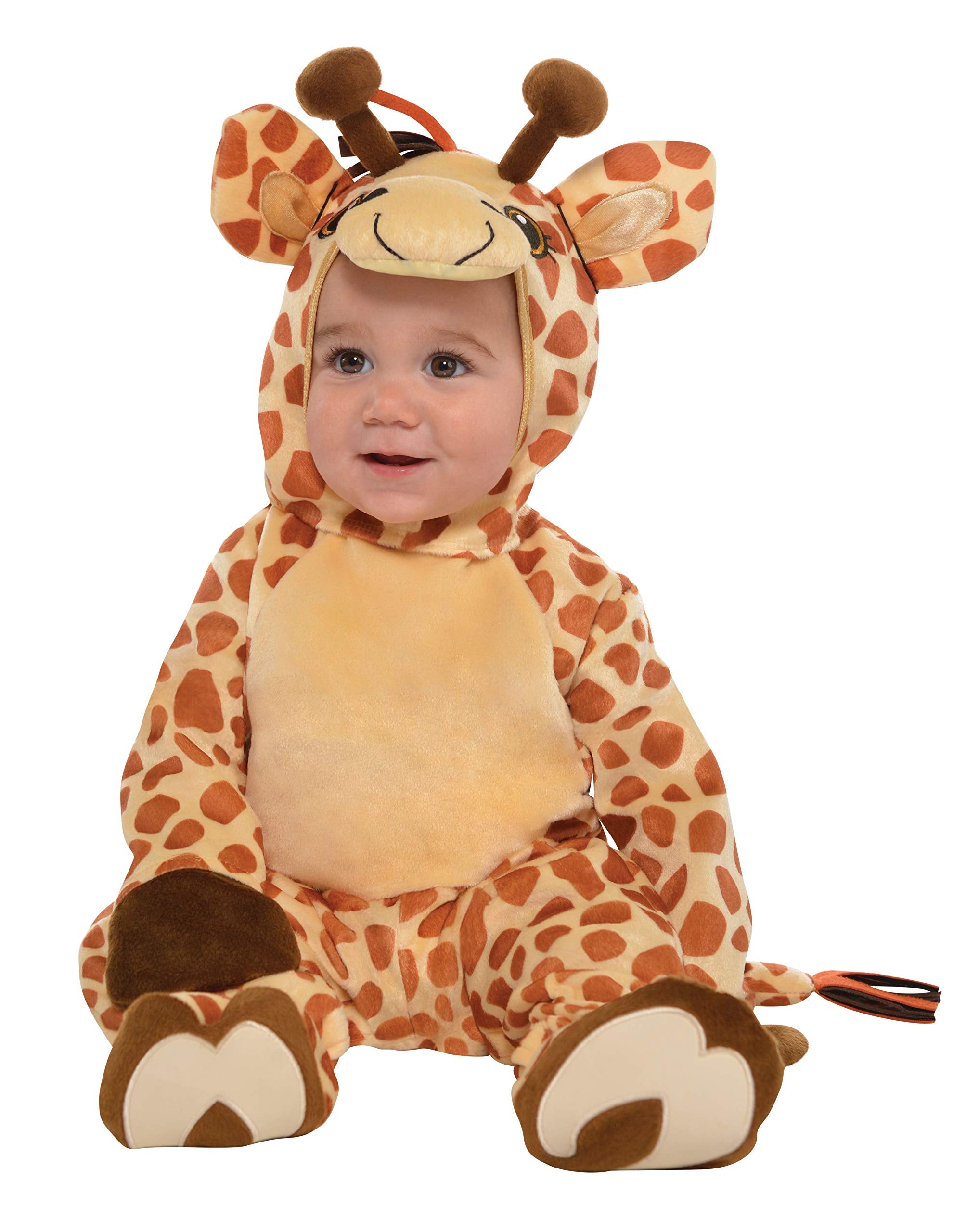 amscan Baby Giraffe Costume with Hoodie - Plush Jumpsuit for Toddlers (12-24 Months)