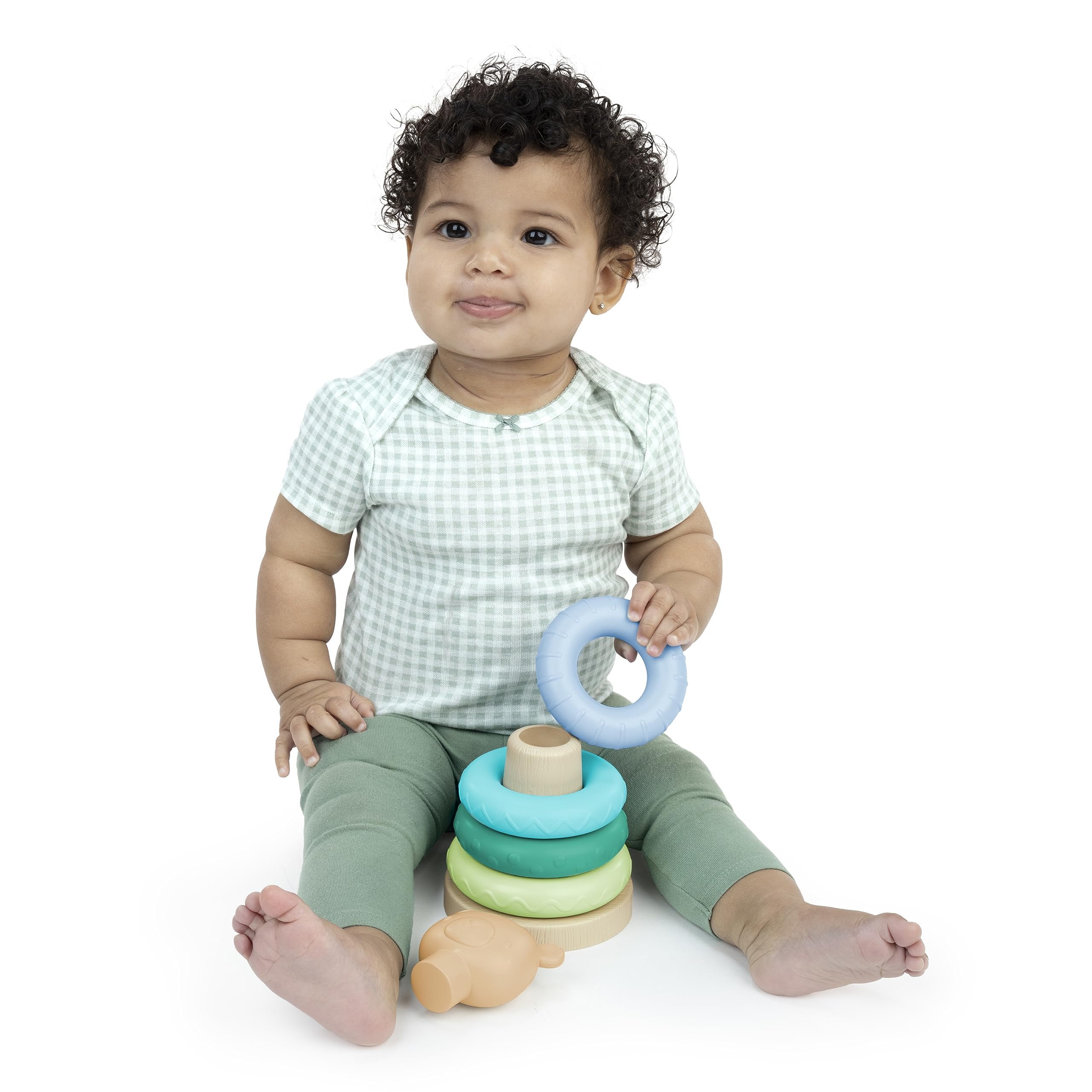 Ingenuity Cutie Stacks - Nate the Bear Stacking Toy for Ages 6 Months and Up 6