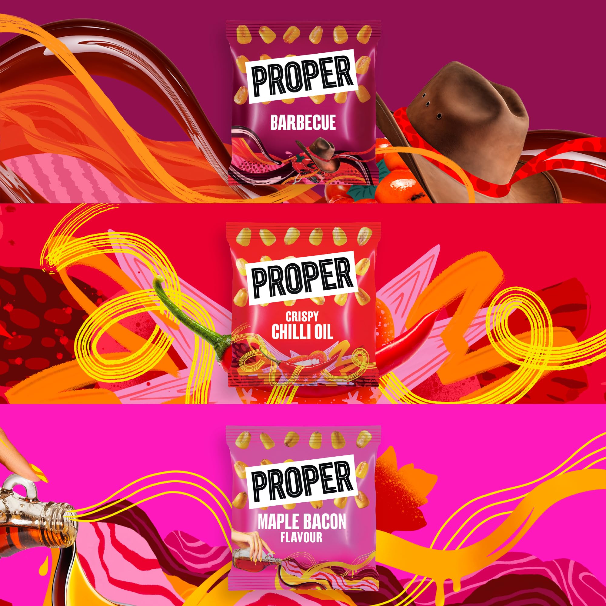 PROPER Crunch Corn Collection - 18 x 20g Snack Bags | Plant-Based & Gluten-Free