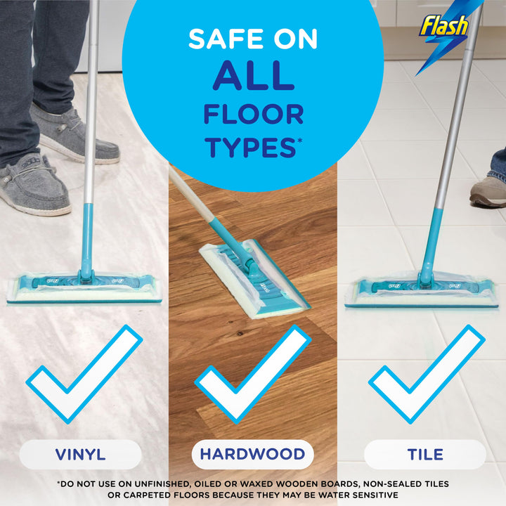 Flash Speedmop Floor Cleaner Starter Kit (1 Handle + 4 Wet & 4 Dry Refills) - Fast, Easy & Hygienic Cleaning for Hard Floors