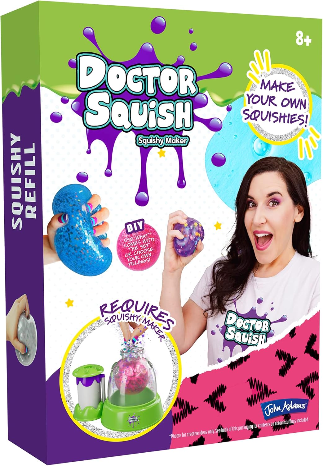 John Adams Doctor Squish Squishy Maker Refill Pack | DIY Squishy Kit with Slime Powder, TPR Squishies, Sparkles & Confetti for Creative Play