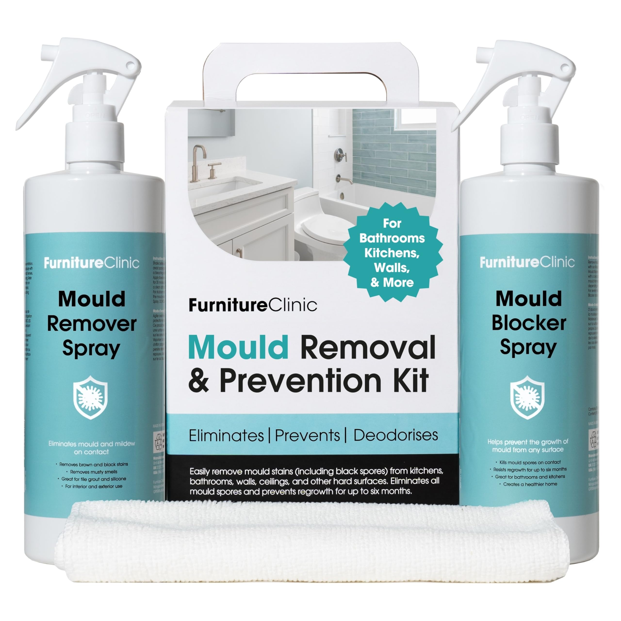 Furniture Clinic Mould Removal & Prevention Kit - Dual Action Cleaner | Unscented Liquid