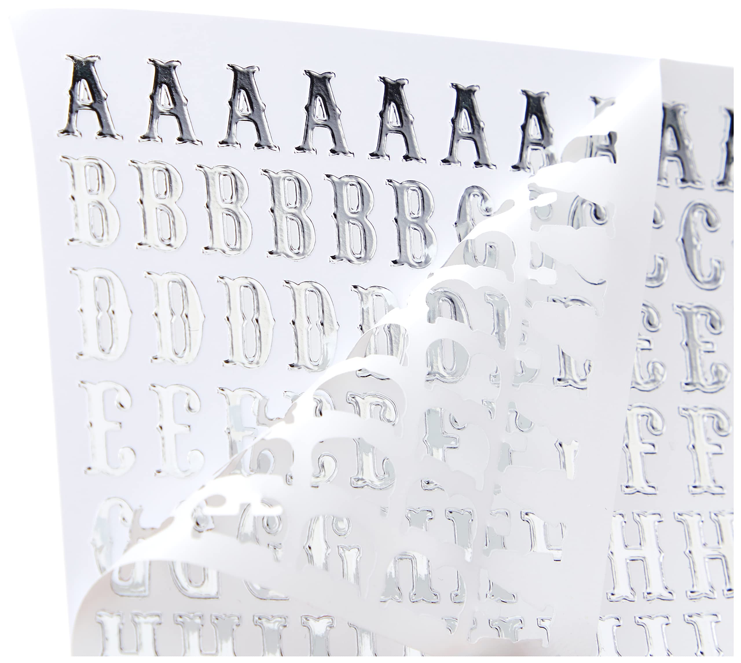 Anita's Traditional Alphabet Outline Stickers - Silver on White | Self-Adhesive Sheet 3