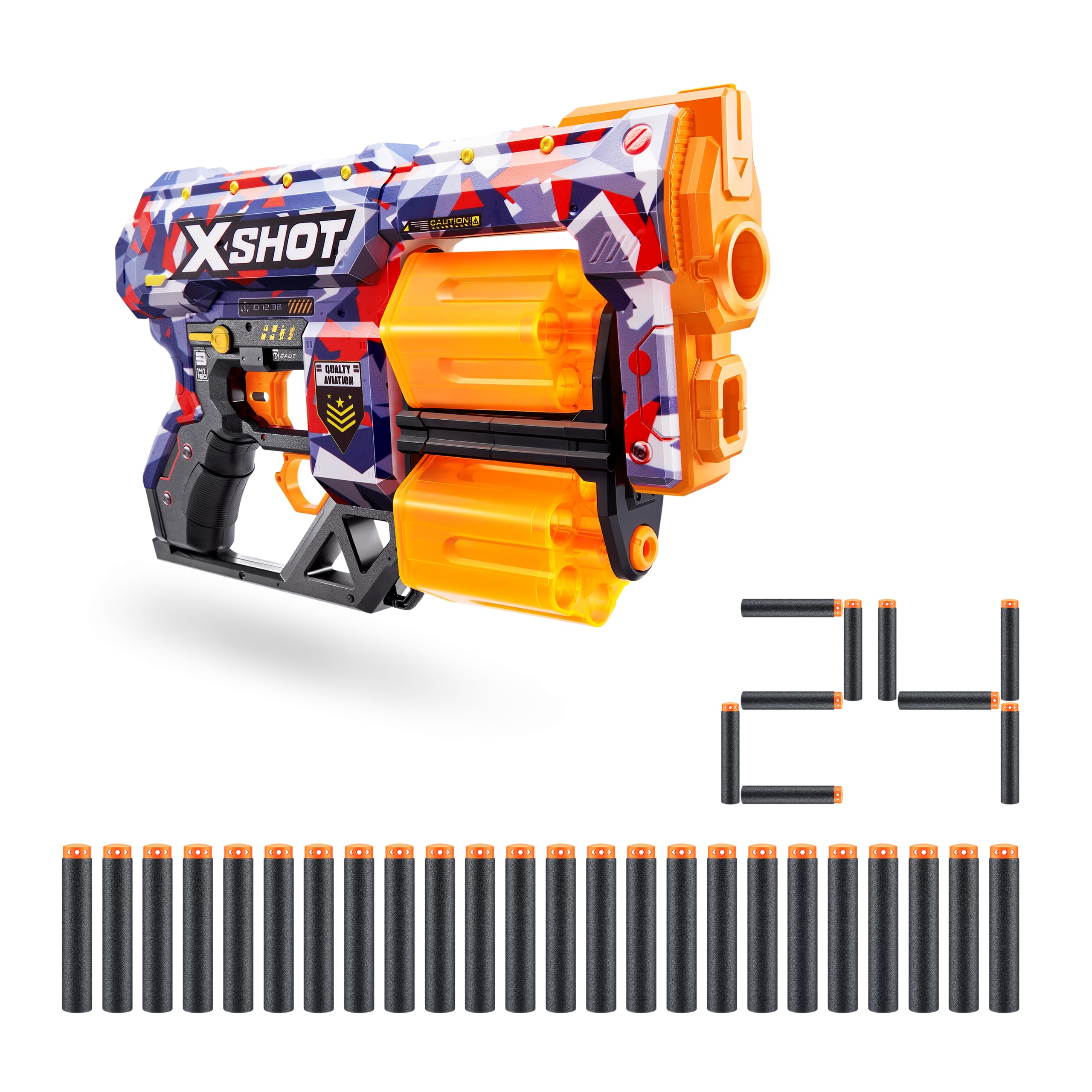 XSHOT Skins Dread Foam Dart Blaster - Malice Skin | 12-Dart Dual Barrel | Shoots 90ft | Includes 24 Darts