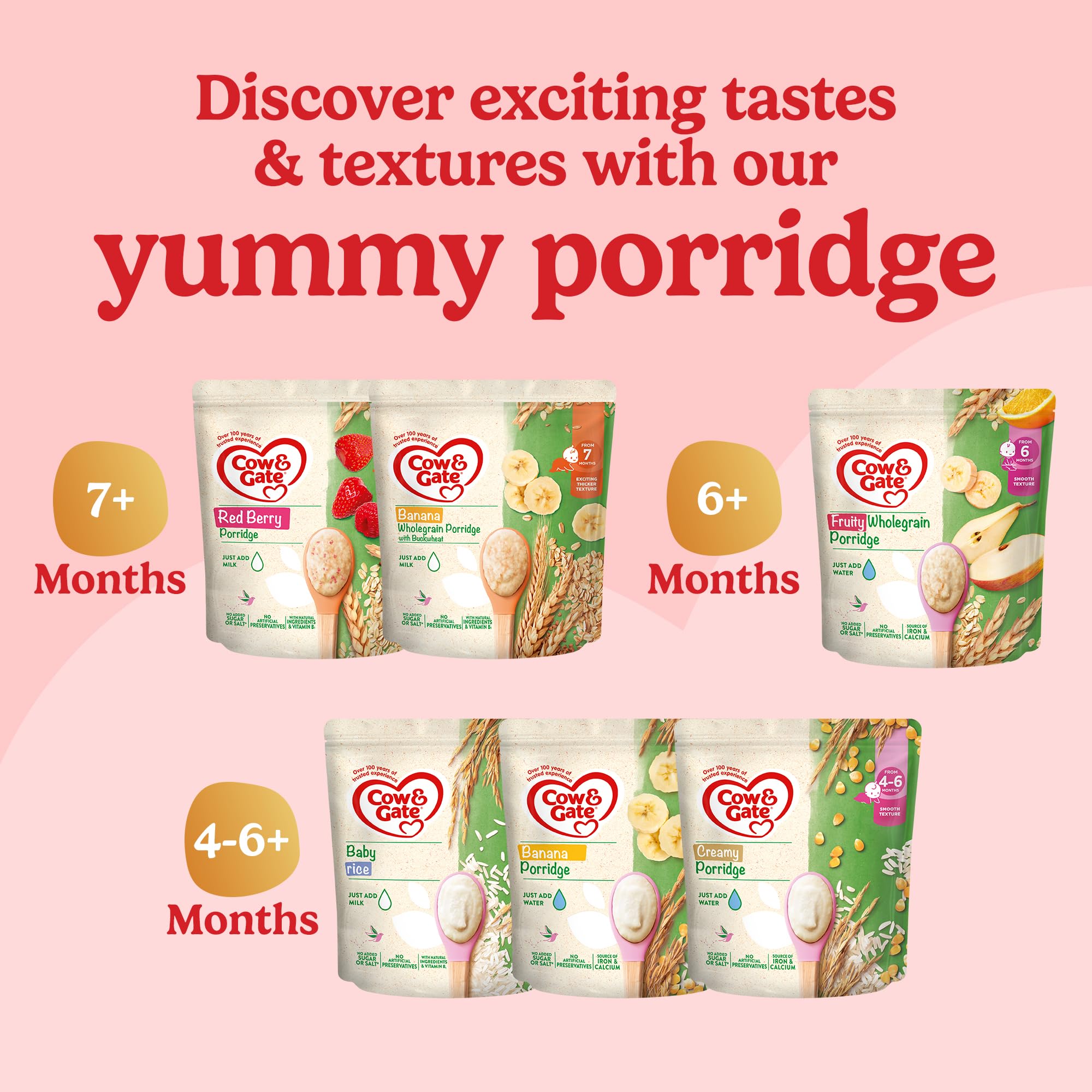 Cow & Gate Creamy Porridge Baby Cereal - 4-6+ Months, 125g (Pack of 5) 4