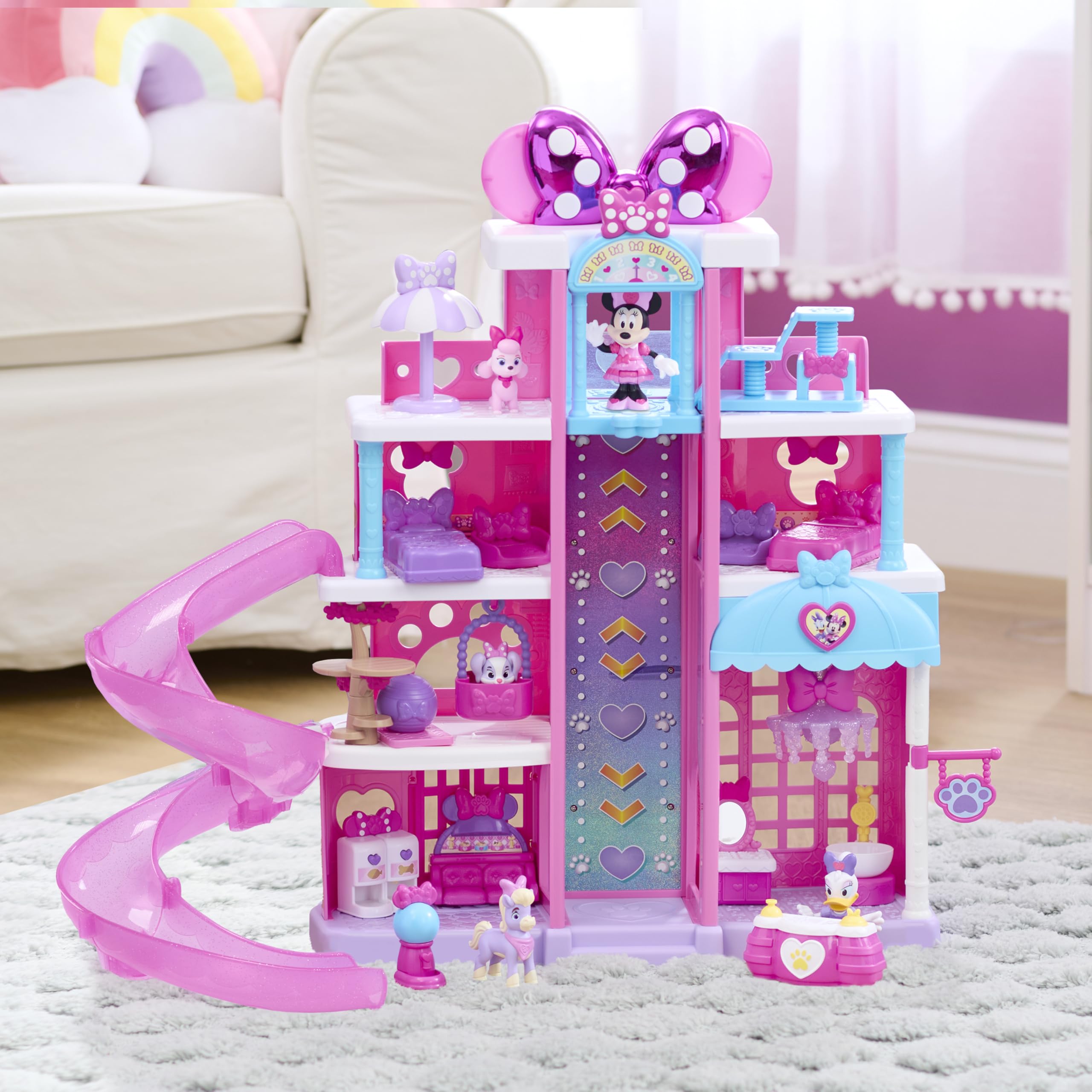 Just Play Disney Jr. Minnie Mouse Pet Hotel Playset - 23-Piece Set | Light-Up Bow | Includes 5 Figures 2