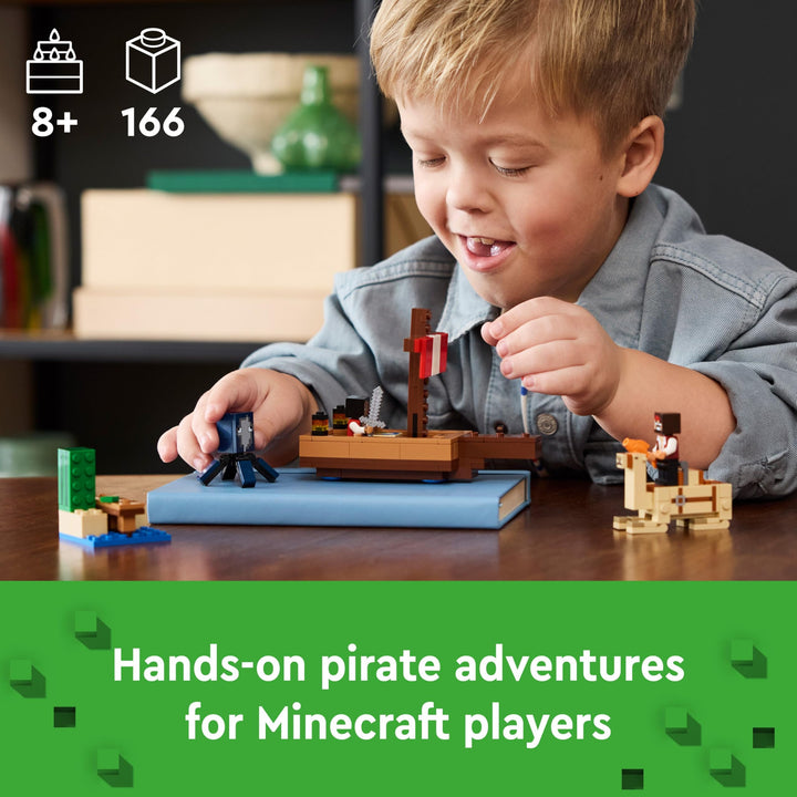 LEGO Minecraft The Pirate Ship Voyage - Building Set with Pirate Figures & Camel for Ages 8+