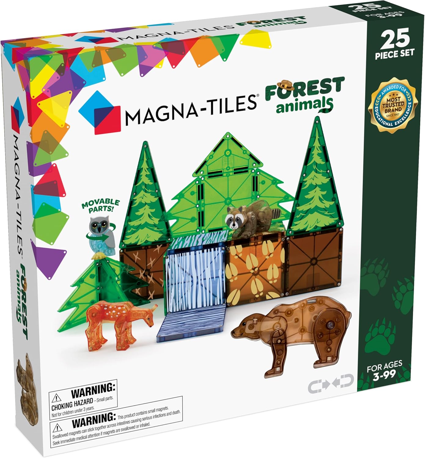 Magna-Tiles Forest Animals 25-Piece Set - Magnetic Building Toys for Kids 3+