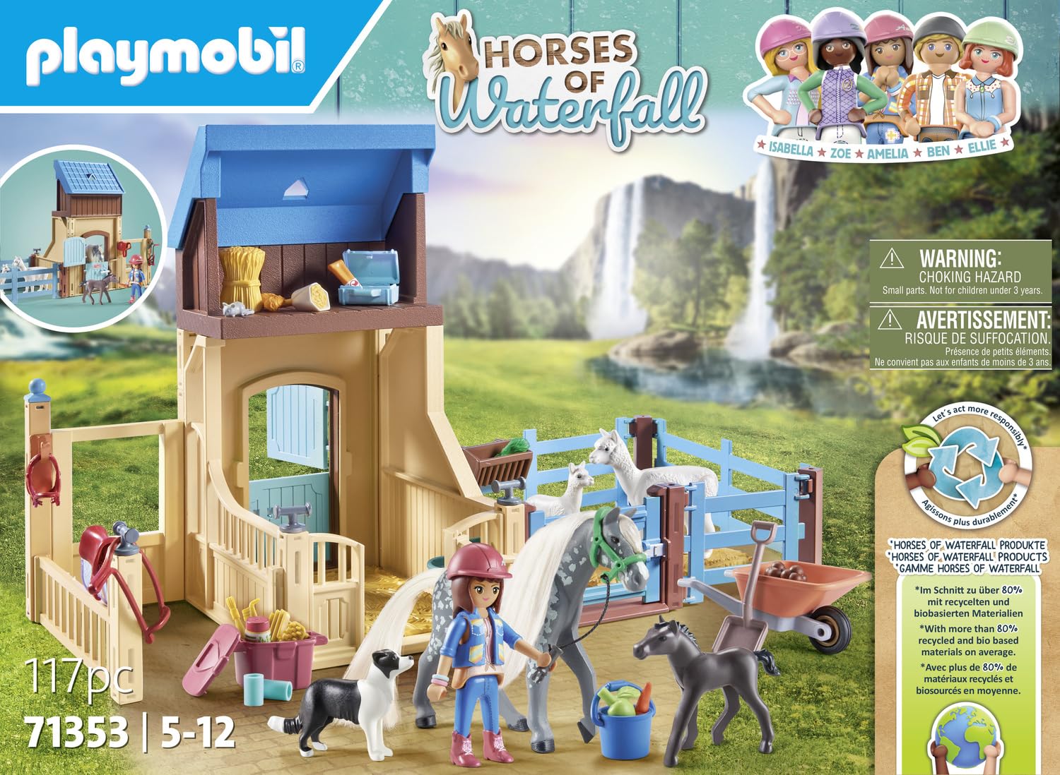 Playmobil 71353 Horses of Waterfall Horse Stall with Amelia and Whisper - Imaginative Play Set for Kids 5+ 11