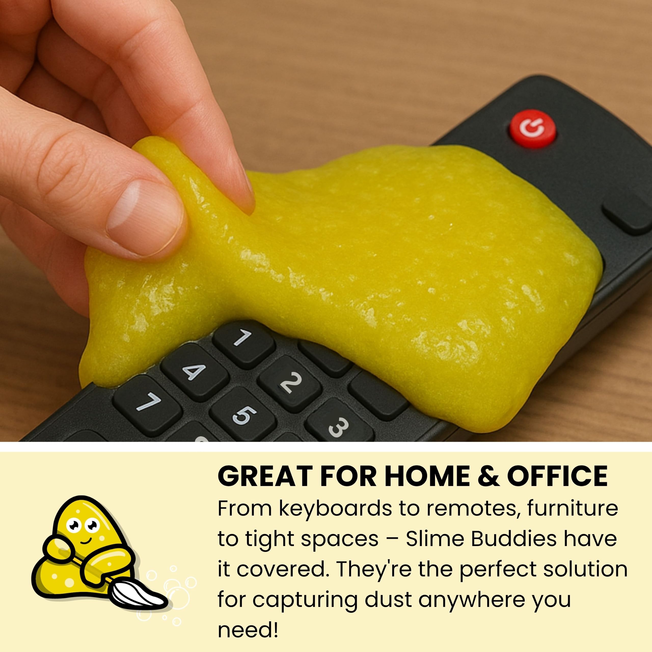 Slime Buddies Cleaning Putty Gel - Lemon Scented for Electronics & Car Interiors | Reusable 5