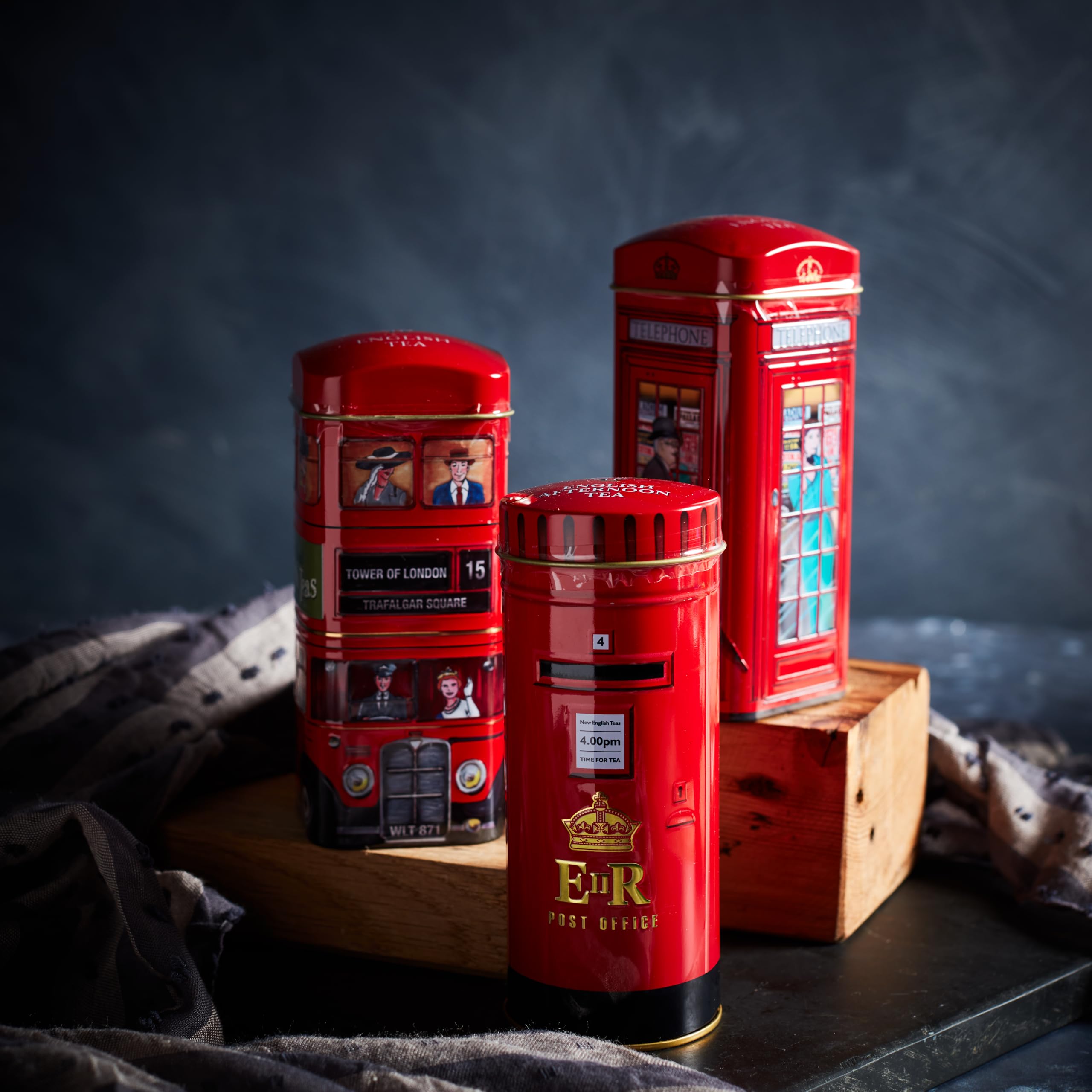 New English Teas Heritage Range English Icons - English Tea Selection Triple Tin Gift Pack 5