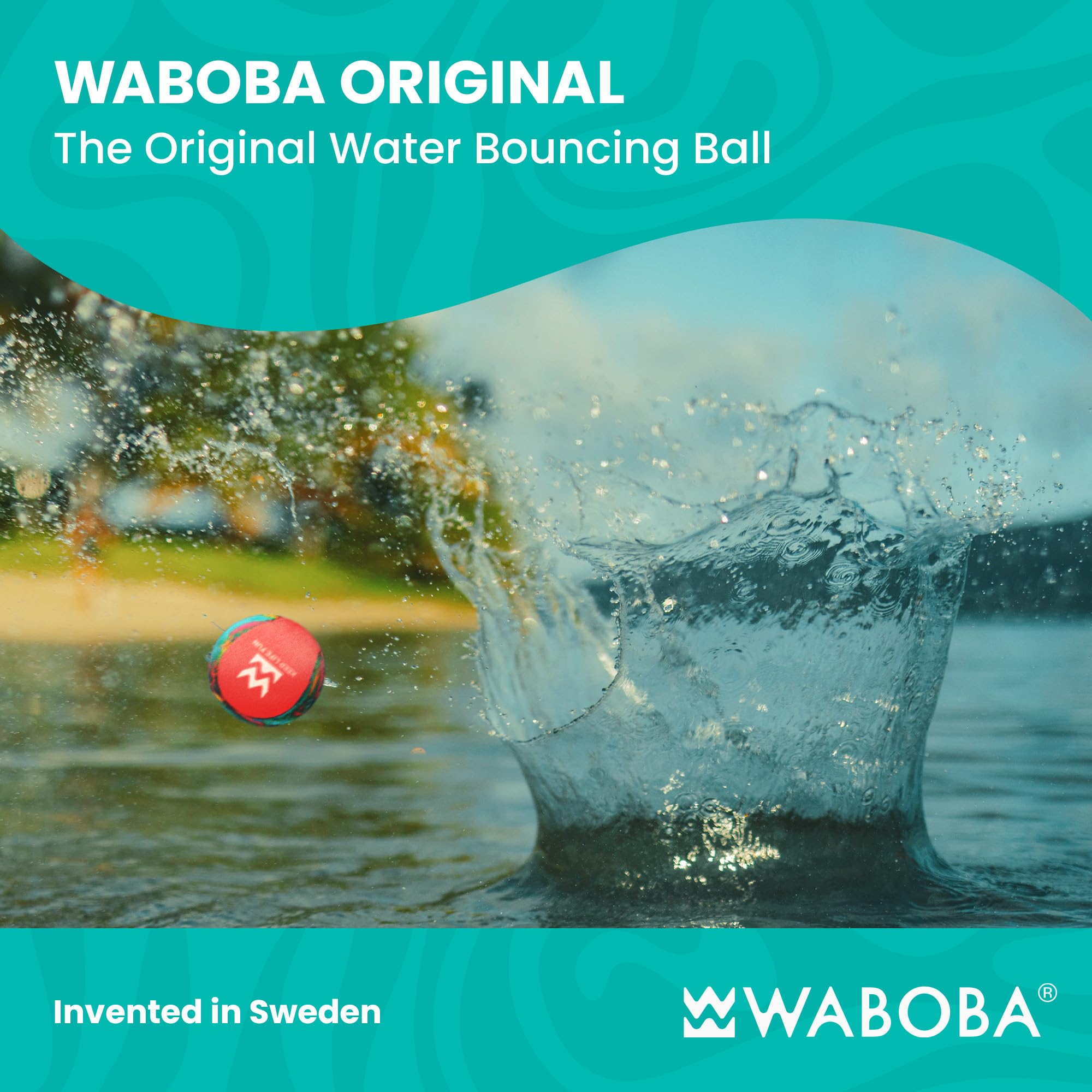 Waboba Original Water Jump Ball - Bounces on Water | Gel Core | Neon Abstract 2