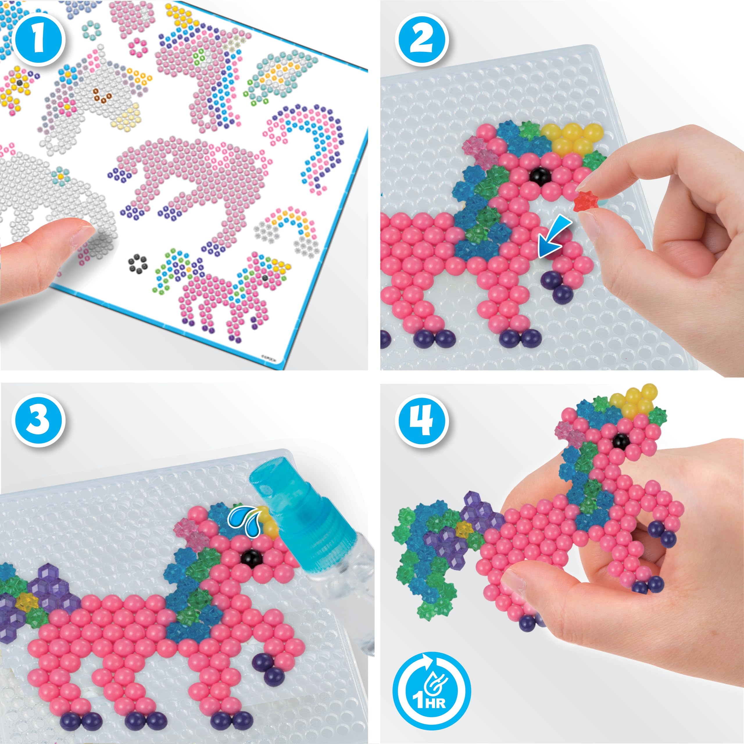 Aquabeads Mystic Unicorn Set - 1500+ Beads in 24 Colors | Ages 4+ 7
