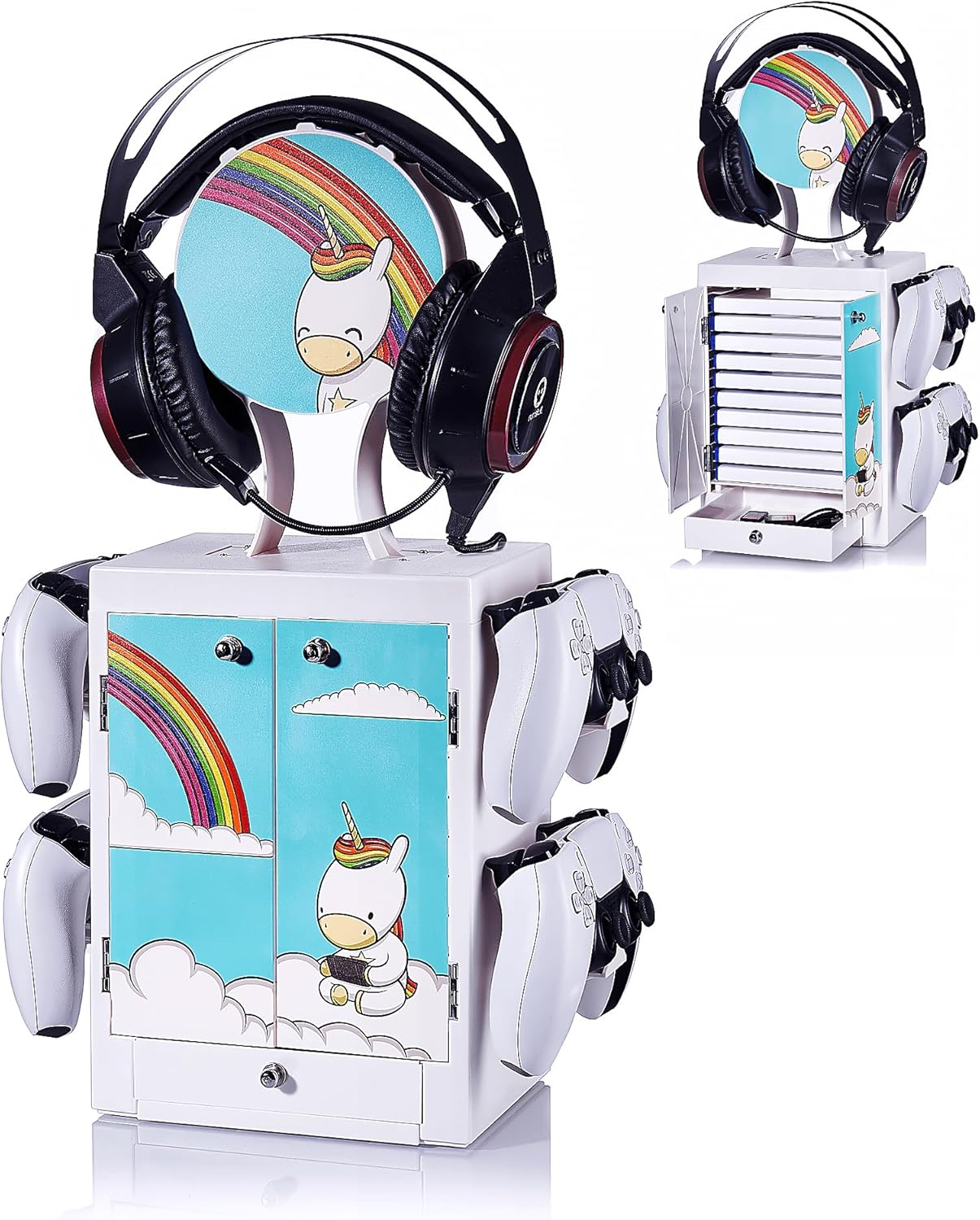 Numskull Eric the Unicorn Gaming Locker - Controller Holder & Headset Stand for PS, Xbox, Switch