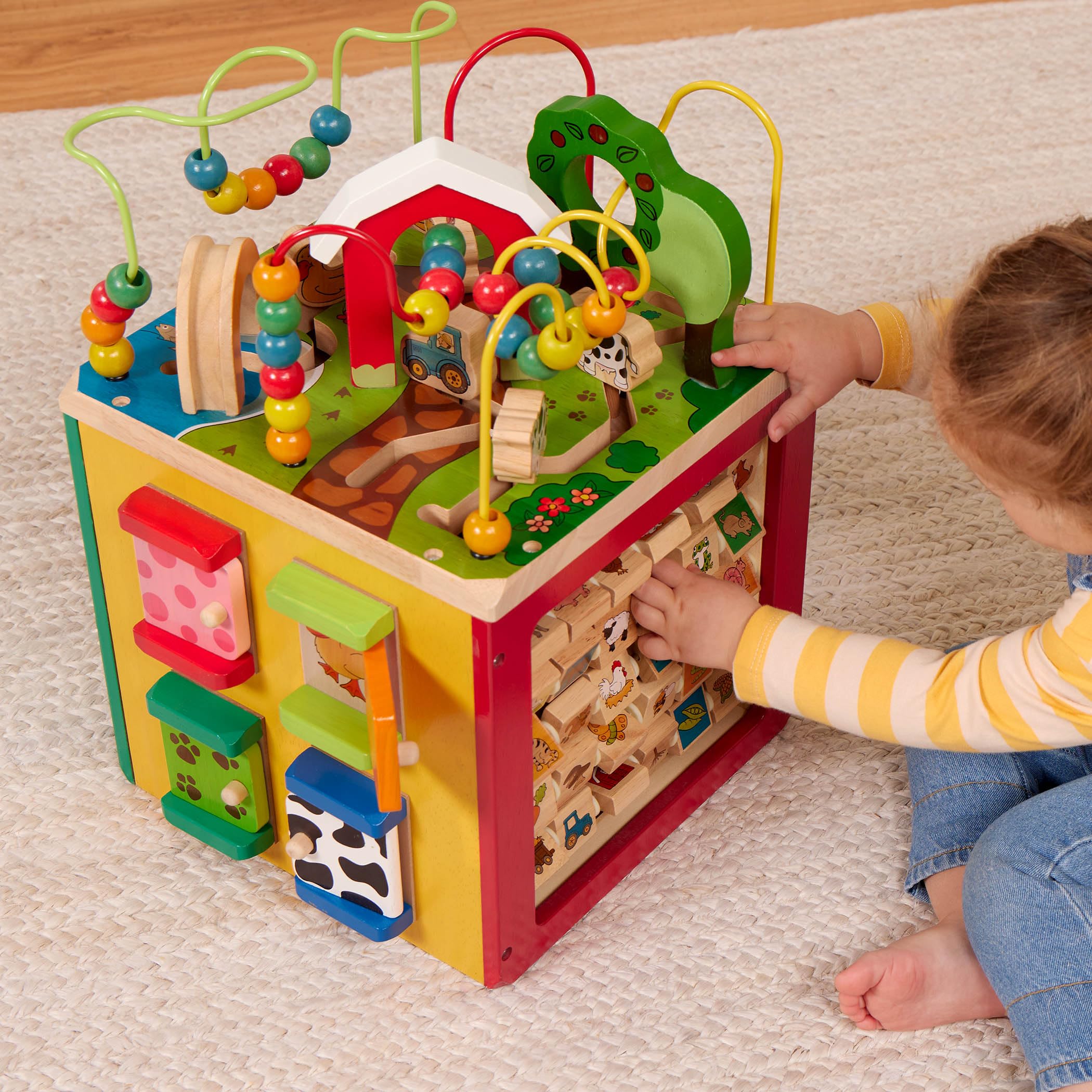 Battat Wooden Activity Cube with Farm Theme | 5 Sides of Fun | Ages 1+ 3